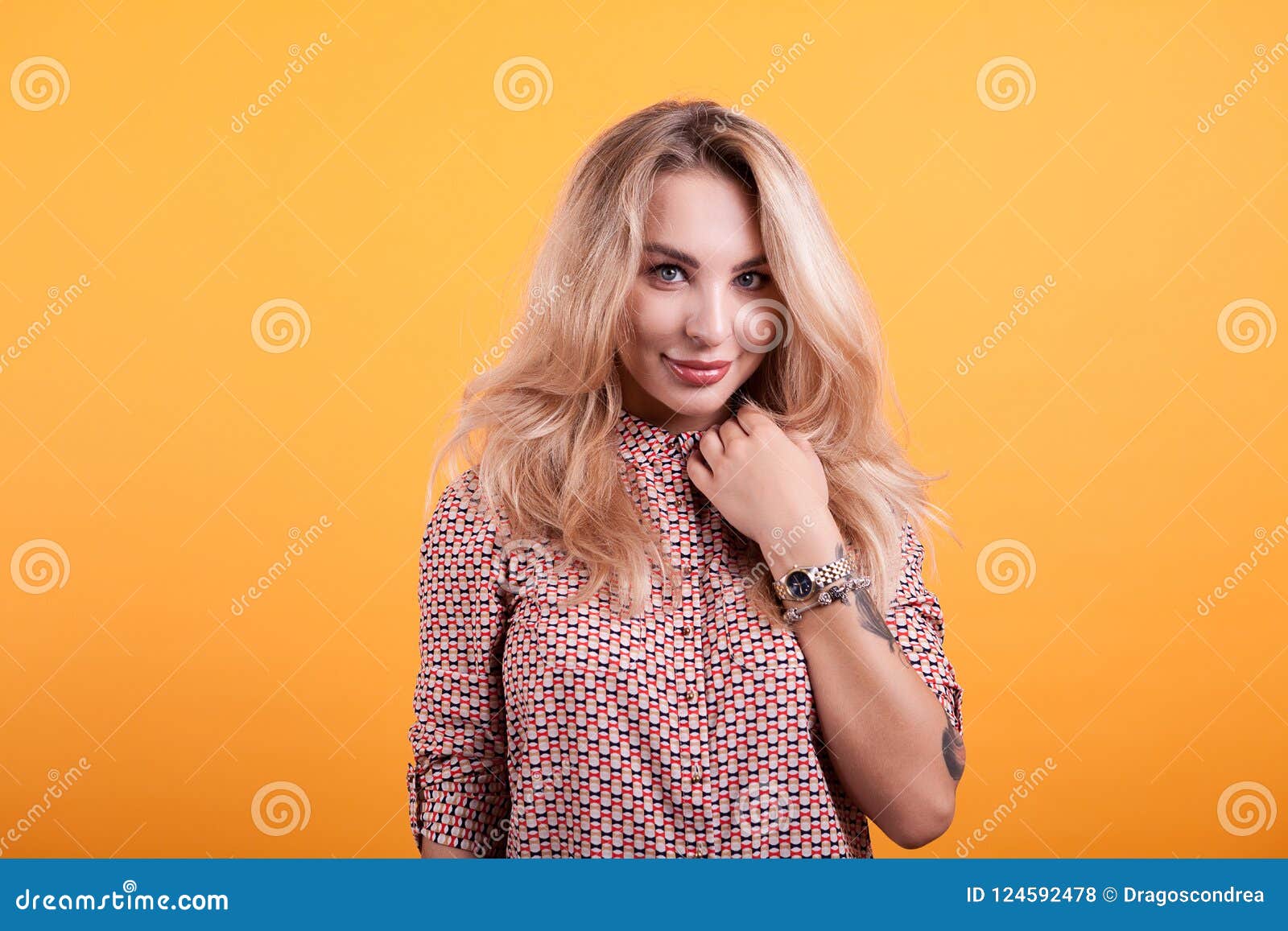 Beautiful Blonde in Short Dress in Studio Stock Photo - Image of blonde ...