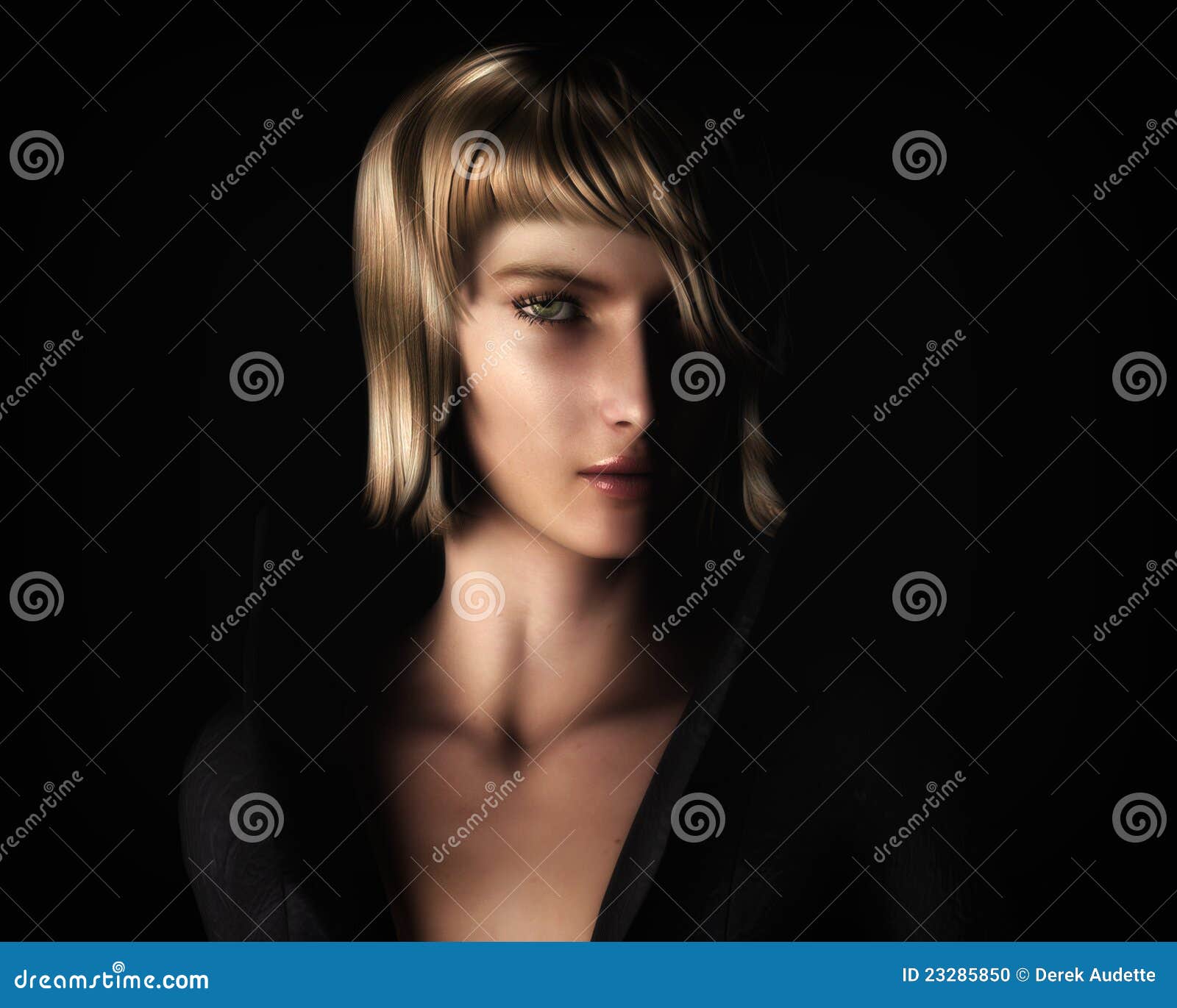 beautiful blonde woman in chiaroscuro style light