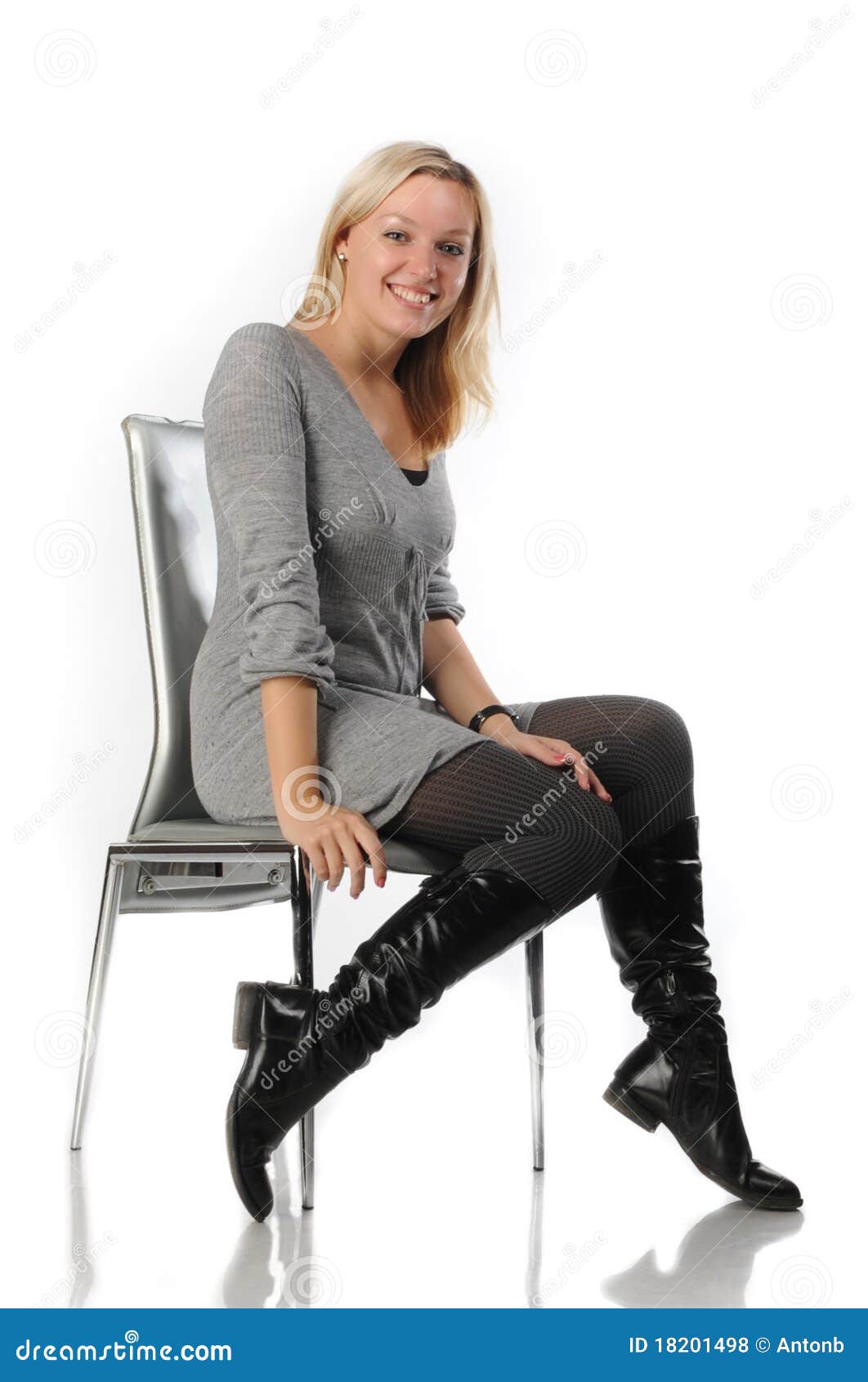 Beautiful Blonde Woman Sit On Chair Royalty Free Stock Photos - Image ...