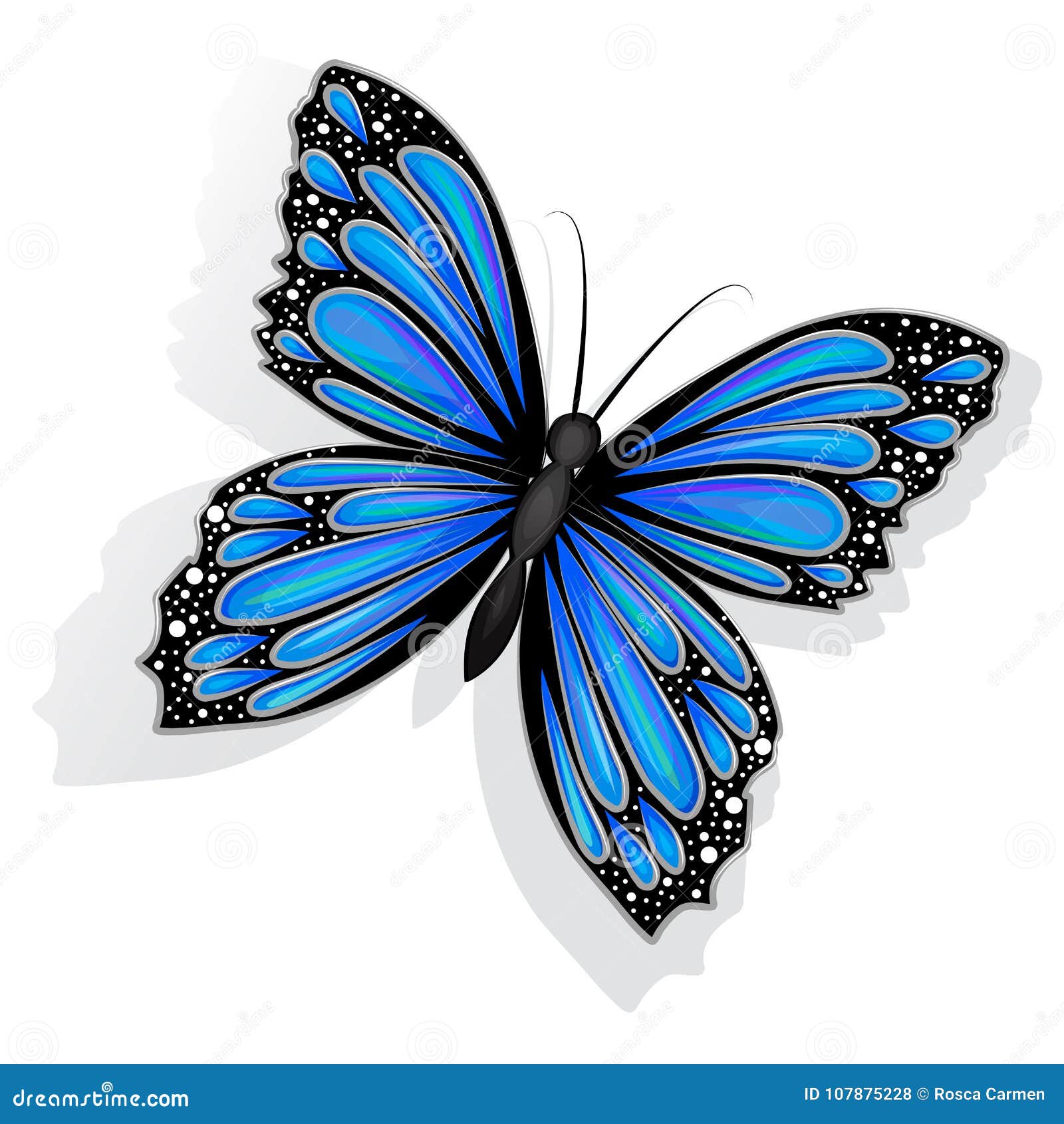 Beautiful Blue Butterfly Isolated Stock Illustration ...