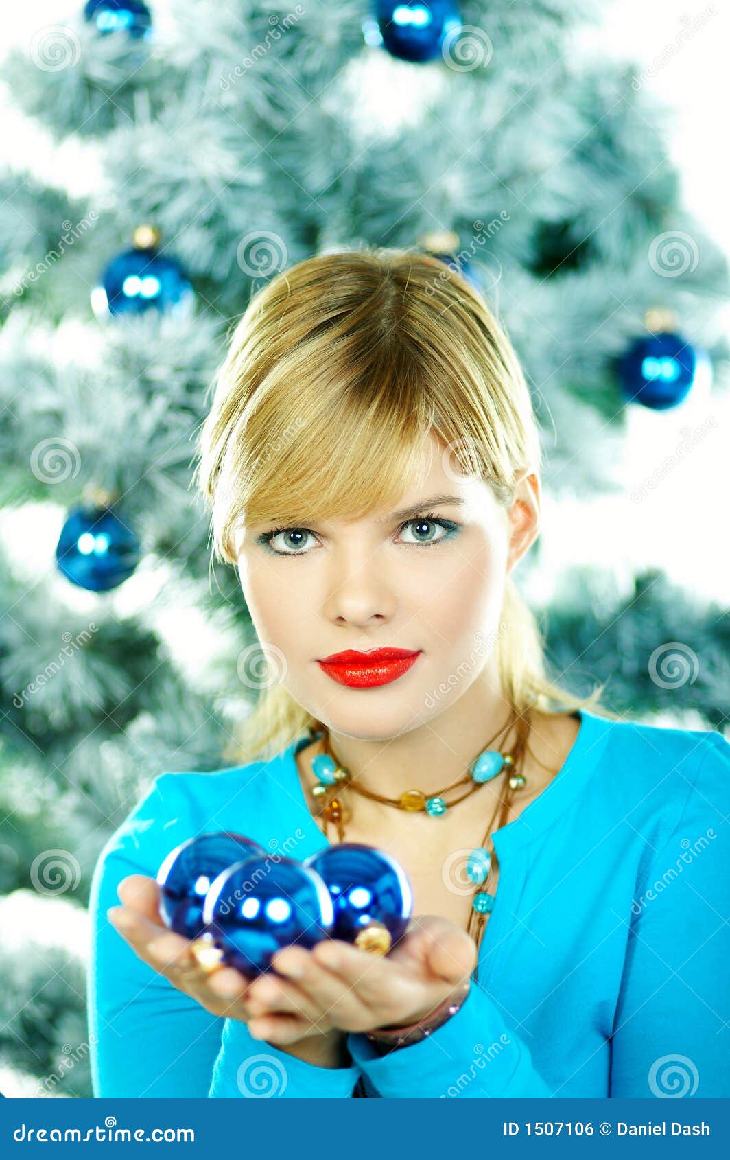 Beautiful Blue Christmas stock photo. Image of smiling - 1507106