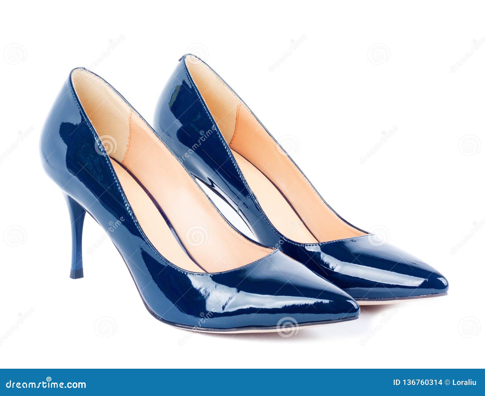 Beautiful Blue Classic Women Shoes Isolated on Background Stock Photo ...