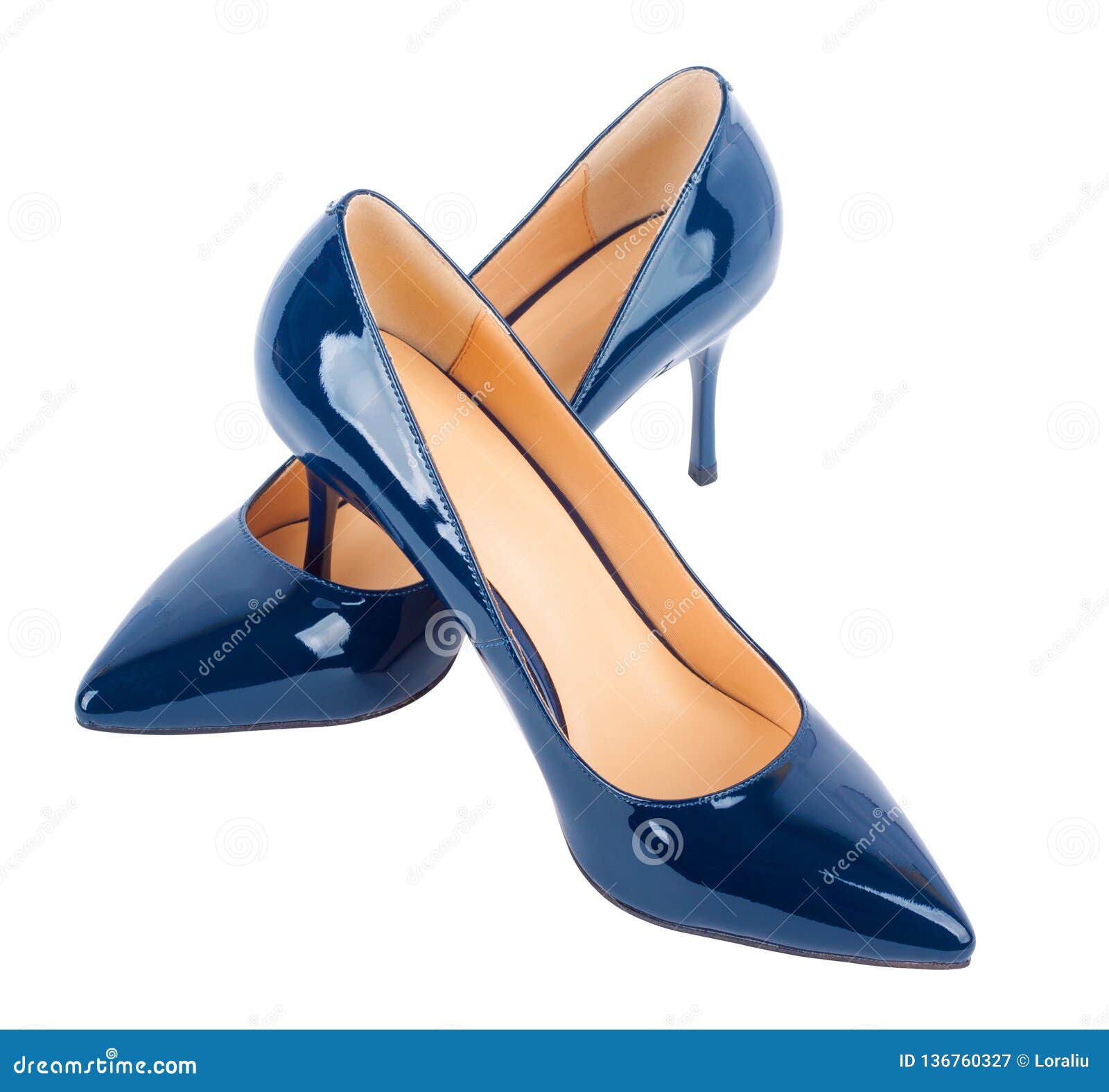 Beautiful Blue Classic Women Shoes Isolated on Background Stock Image ...