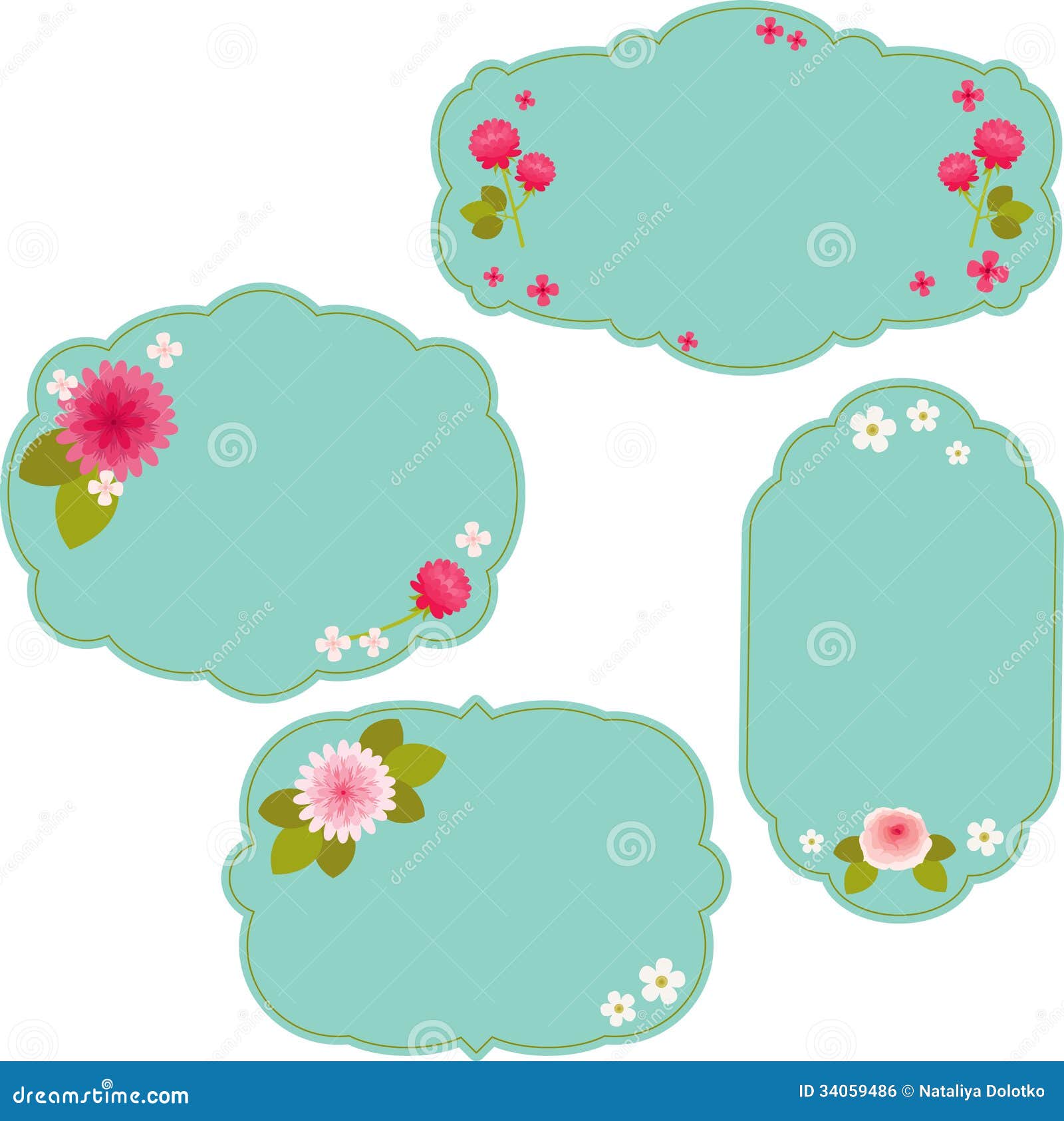 Beautiful Blue Floral Stickers Stock Vector Illustration of blue, clipart 34059486