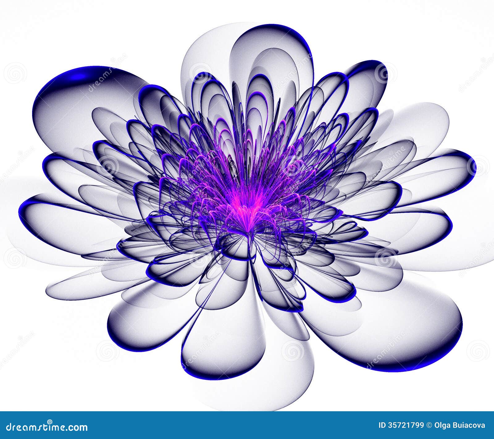 Beautiful Blue Flower on White Background. Stock Illustration