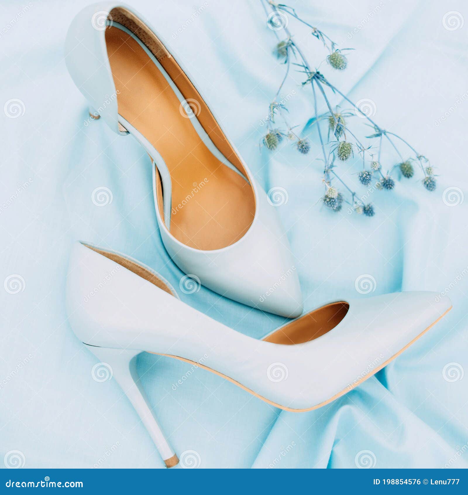 Beautiful Blue High Heel Shoes Flat Lay Top View Blue Stock Photo by  ©Stylish_Pics 243162604