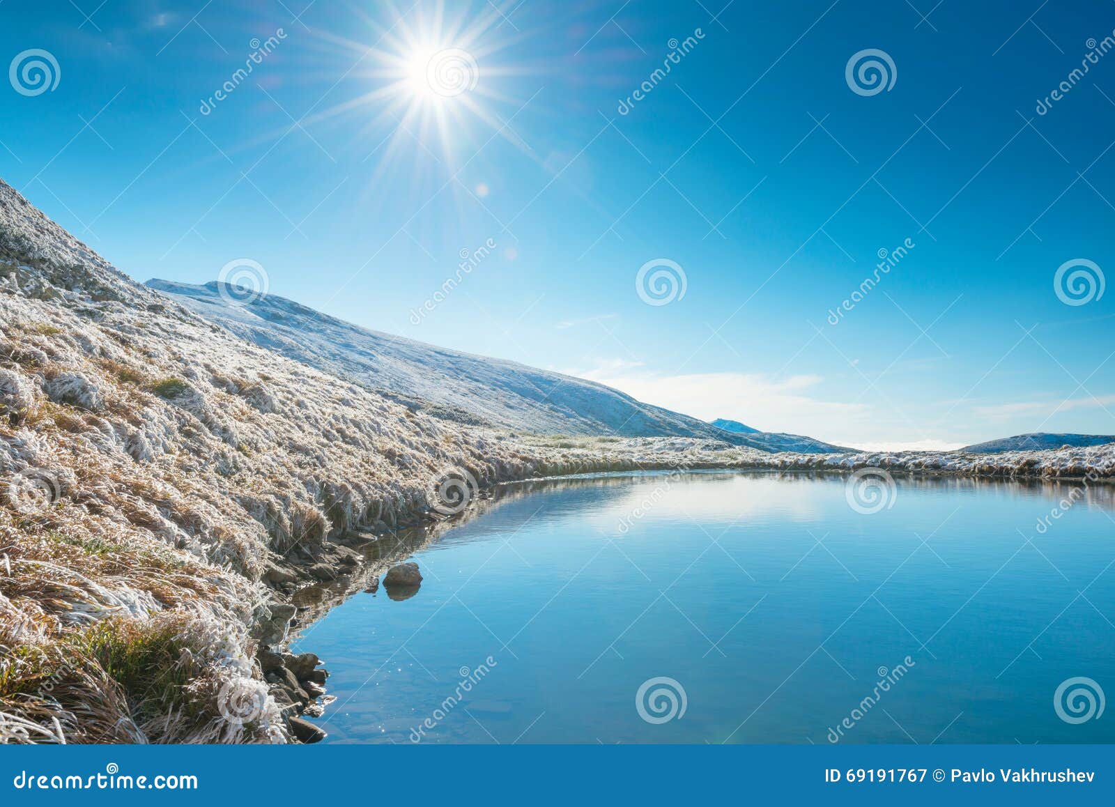 Beautiful Blue Lake in the Mountains Stock Image - Image of morning ...