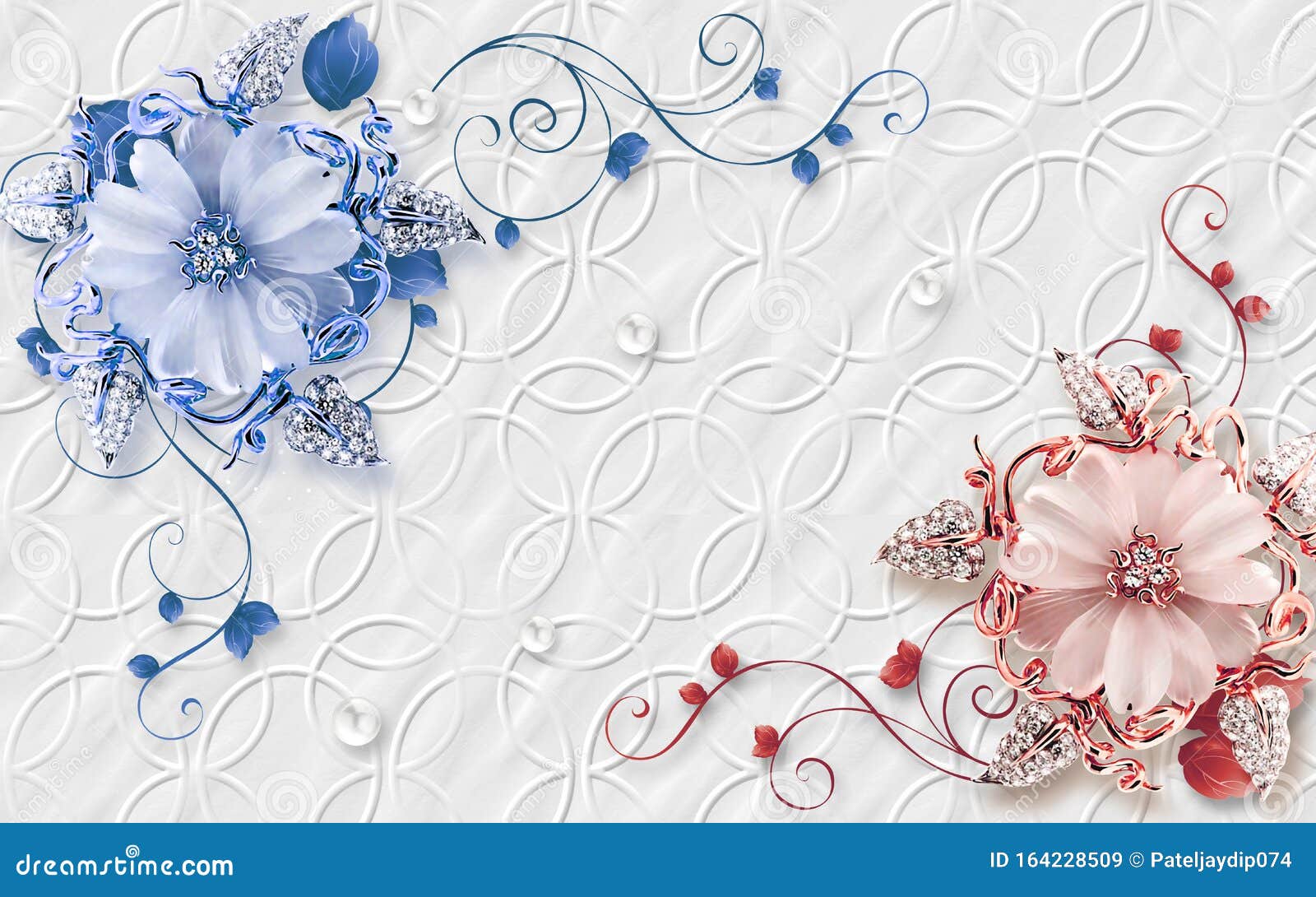 Beautiful Blue and Red Flower with Elegant Background Stock Image