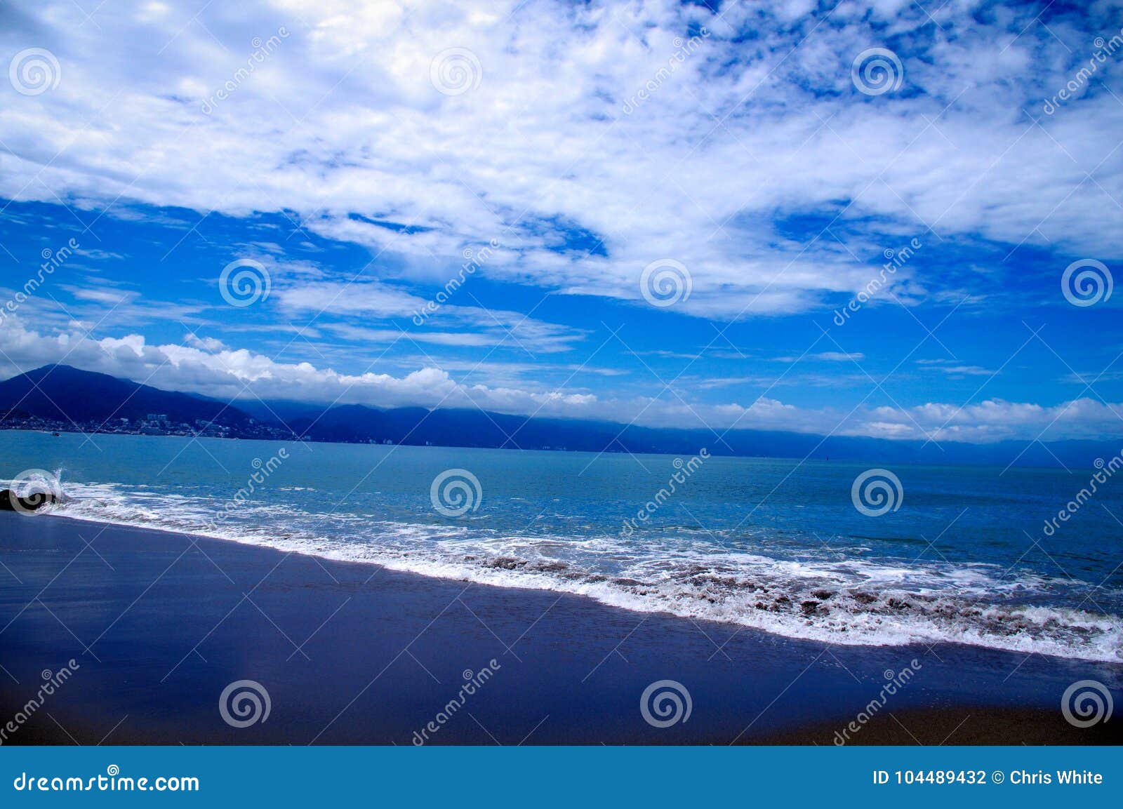 Beautiful blue Puerto Vallarta Beach. Beautiful blue sky and blue water at Puerto Vallarta Beach