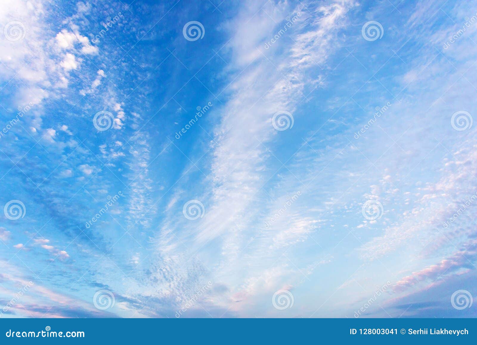 Beautiful Blue Sky With Feather Clouds Stock Image Image Of Sunrise High 128003041