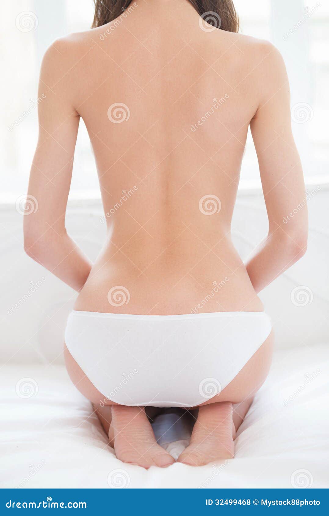 Beautiful Body. Rear View of Beautiful Young Women in Panties Si
