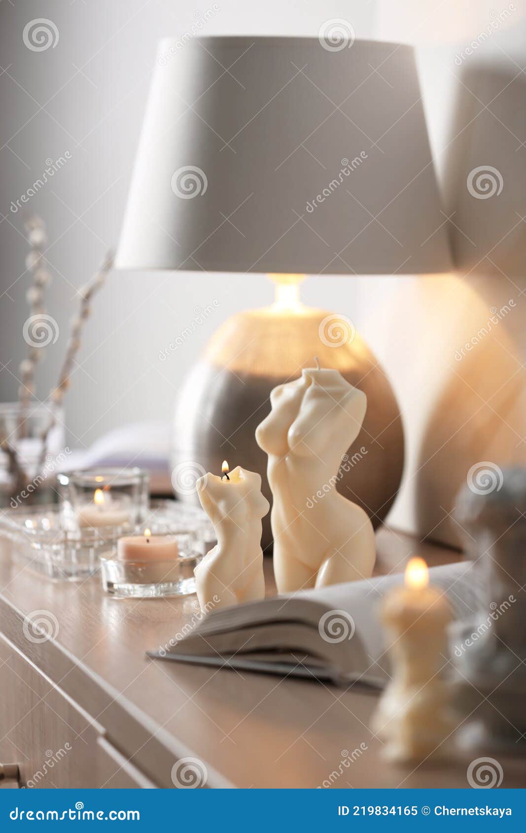 Beautiful Body Shaped Candles on Table Indoors Stock Image Image of