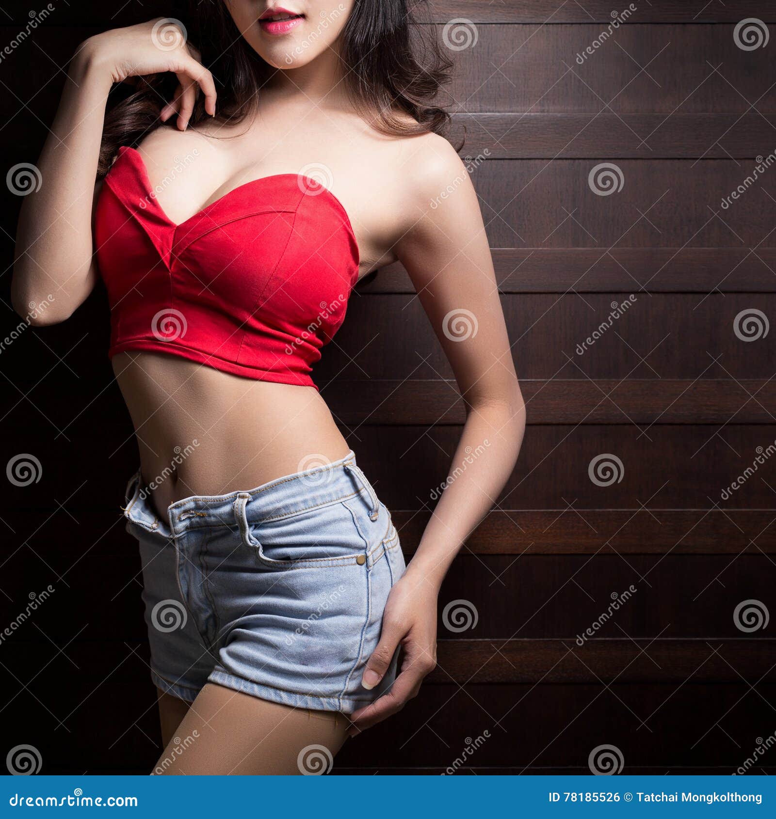 Slim Body Big Breast Asian Woman Stock Photo 1773237611