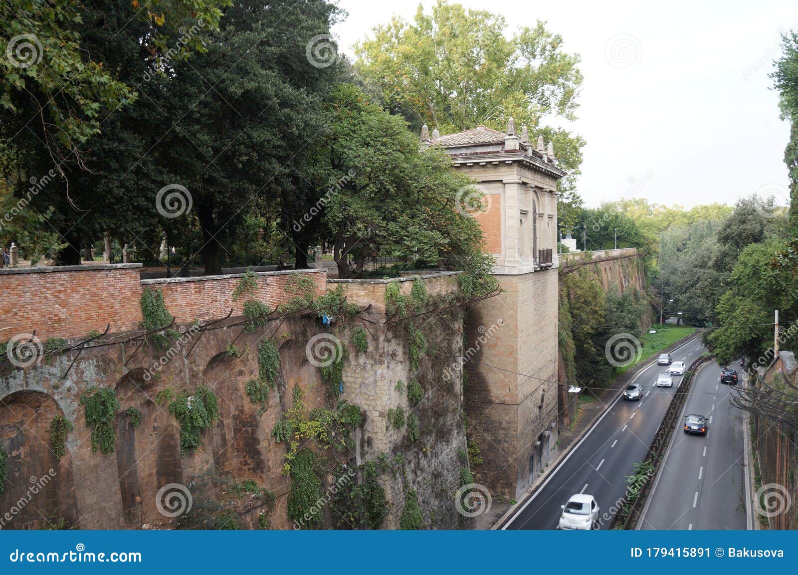 Beautiful Borghese Park with Sculptures and Fountains Stock Image ...