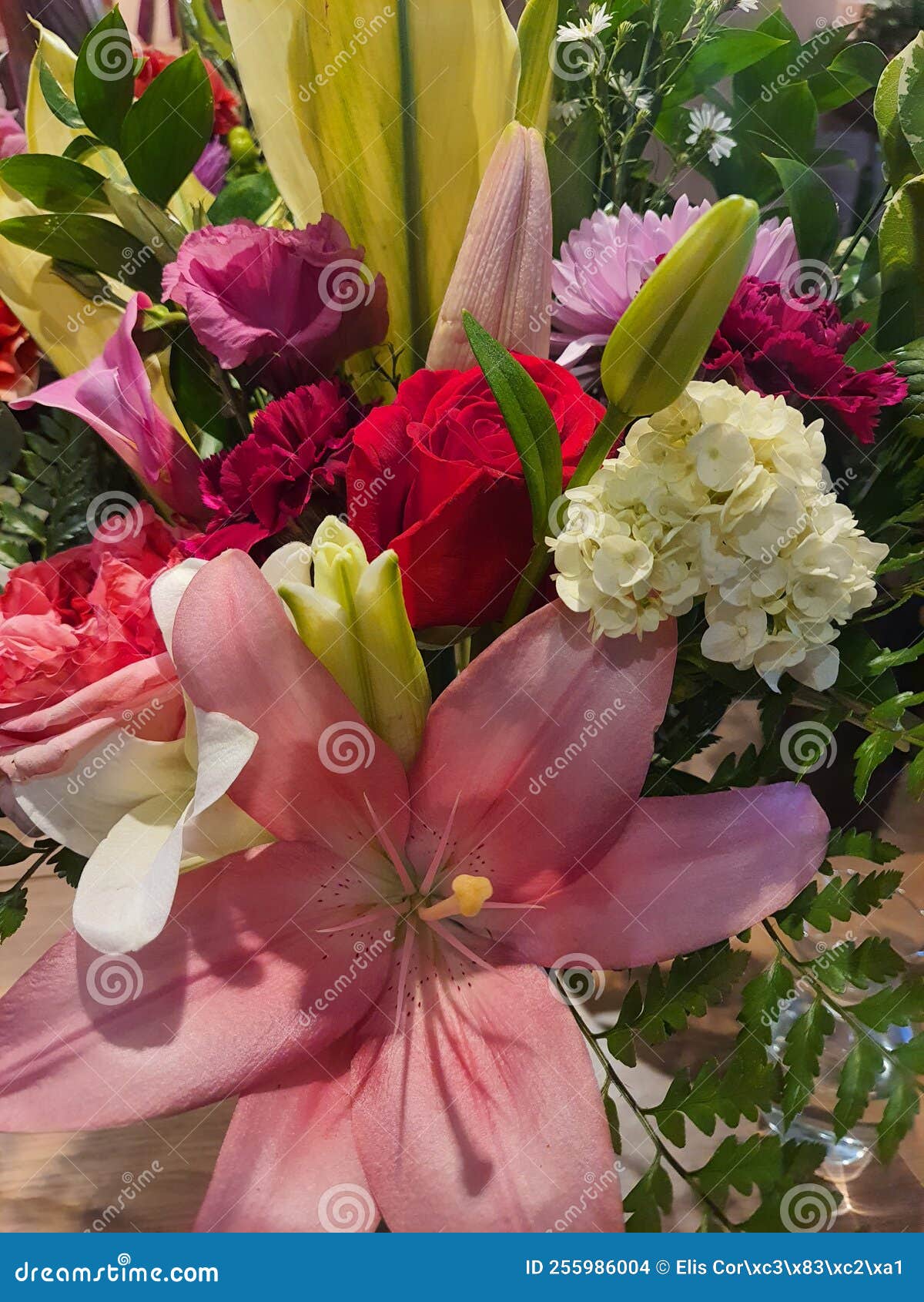 beautiful bouquet of colorful blooming flowers, full screen.