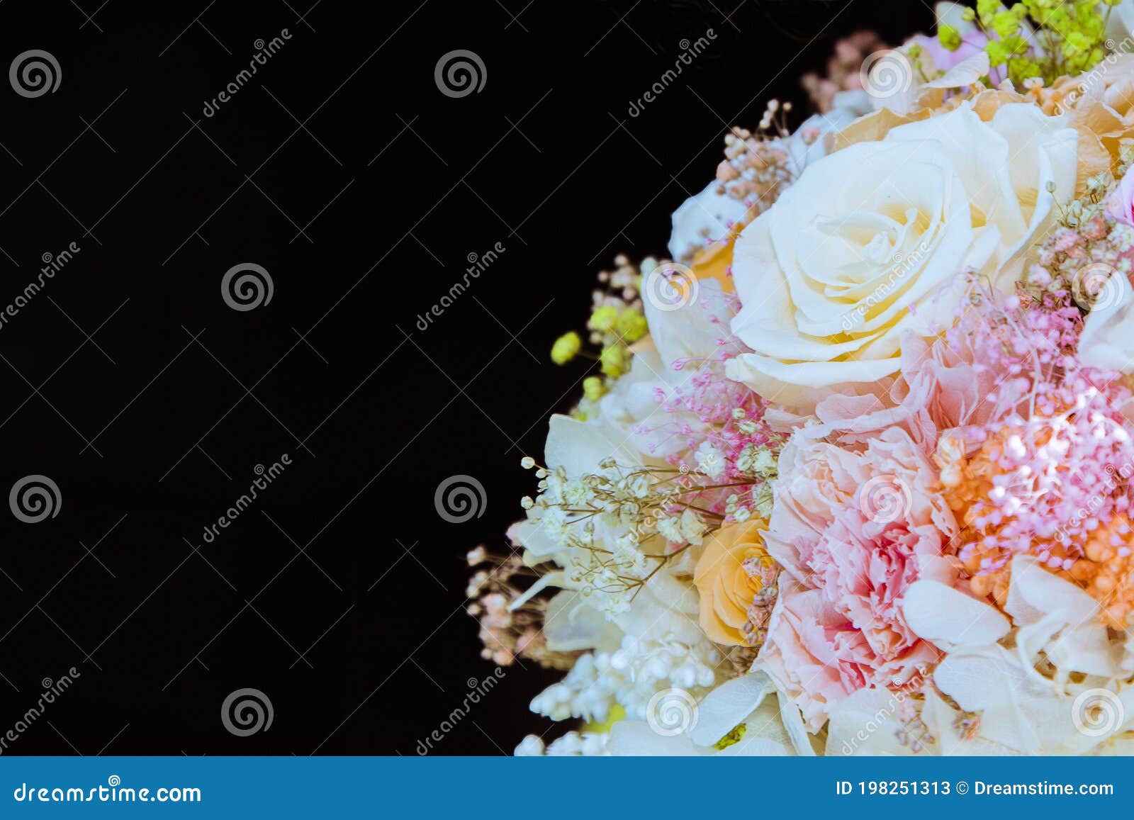 bouquet of flowers, white and pink roses