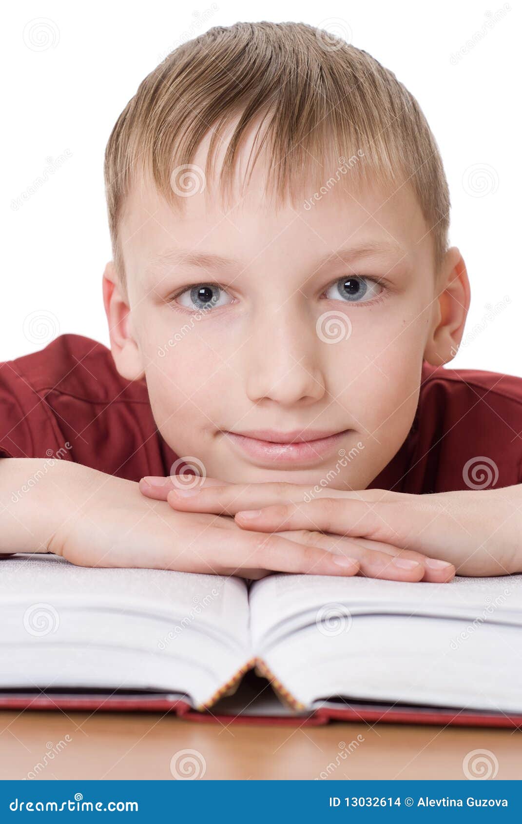 Beautiful Boy With A Book And Dreams Stock Photo Image