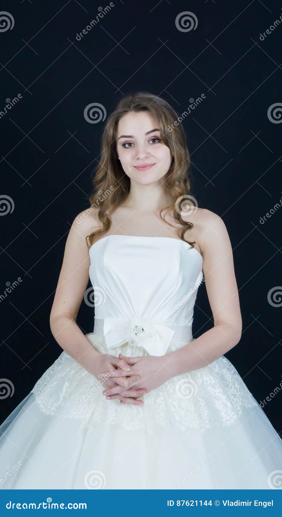 Beautiful Bride On Black Background. Dress Stock Photo - Image of ...