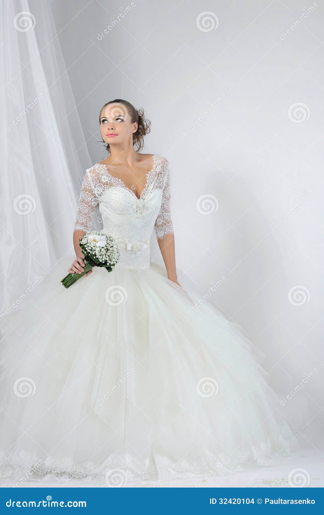 Beautiful Bride in a Luxurious Wedding Dress Stock Photo Image of