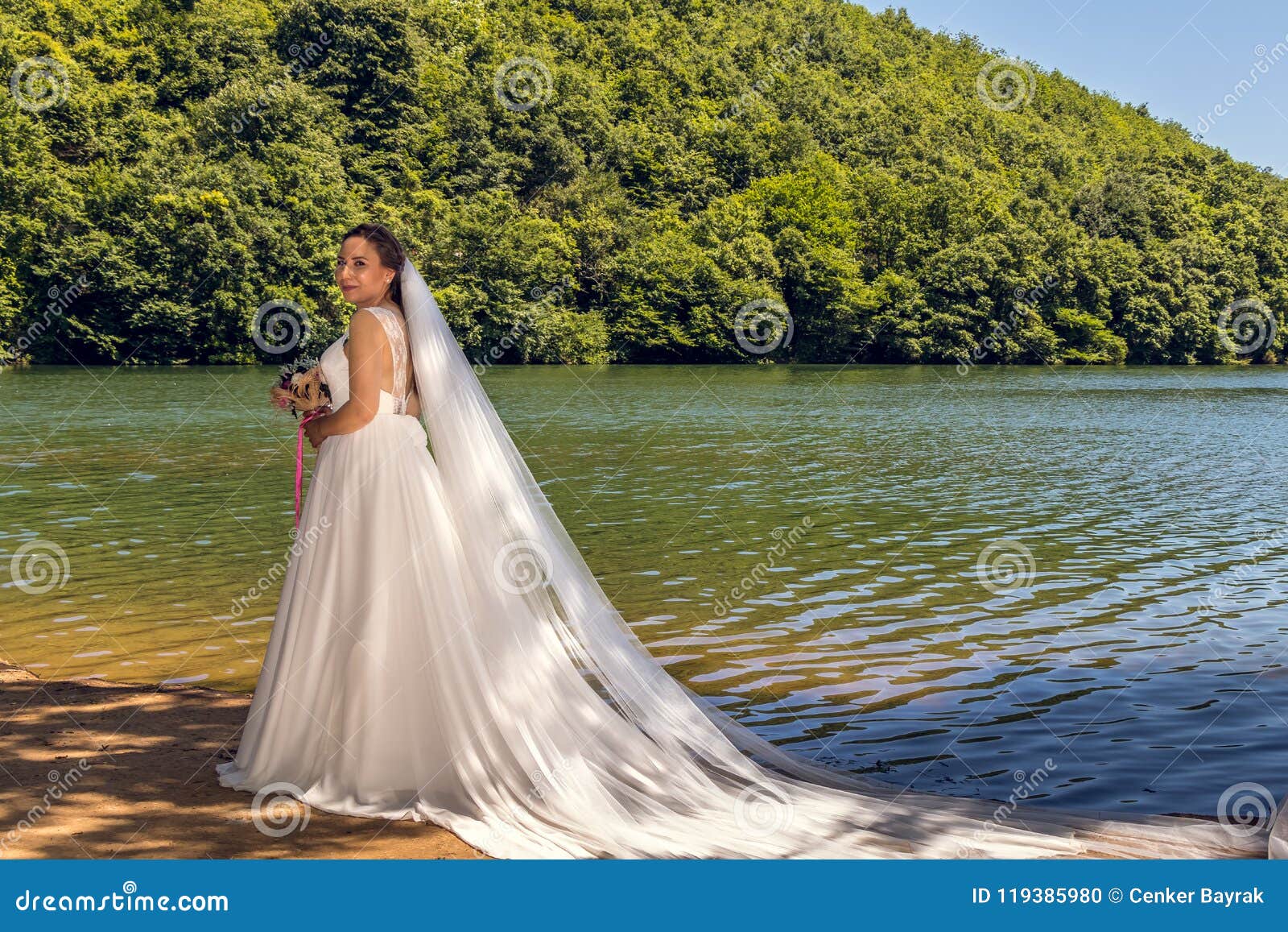 a beautiful bride in the sakligol lake, turkey