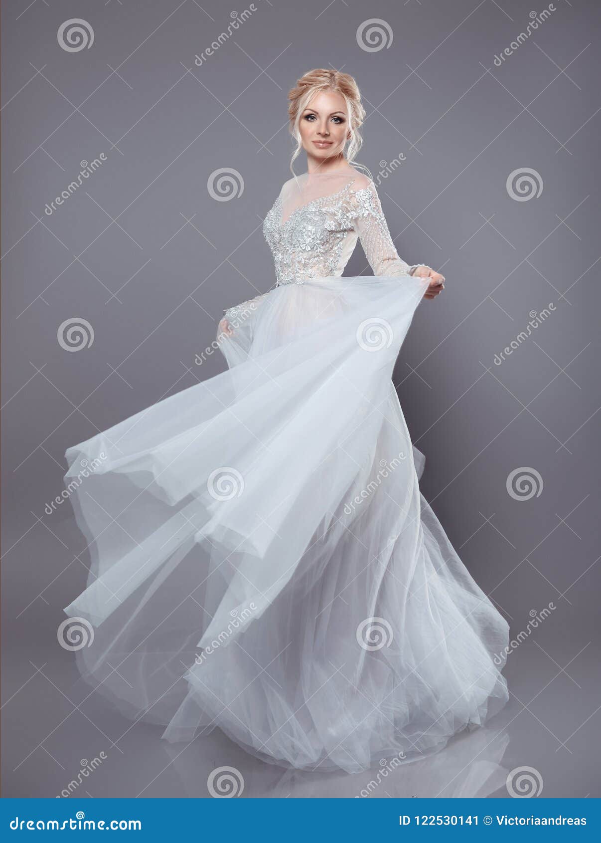 Woman Long White Dress Image & Photo (Free Trial) | Bigstock