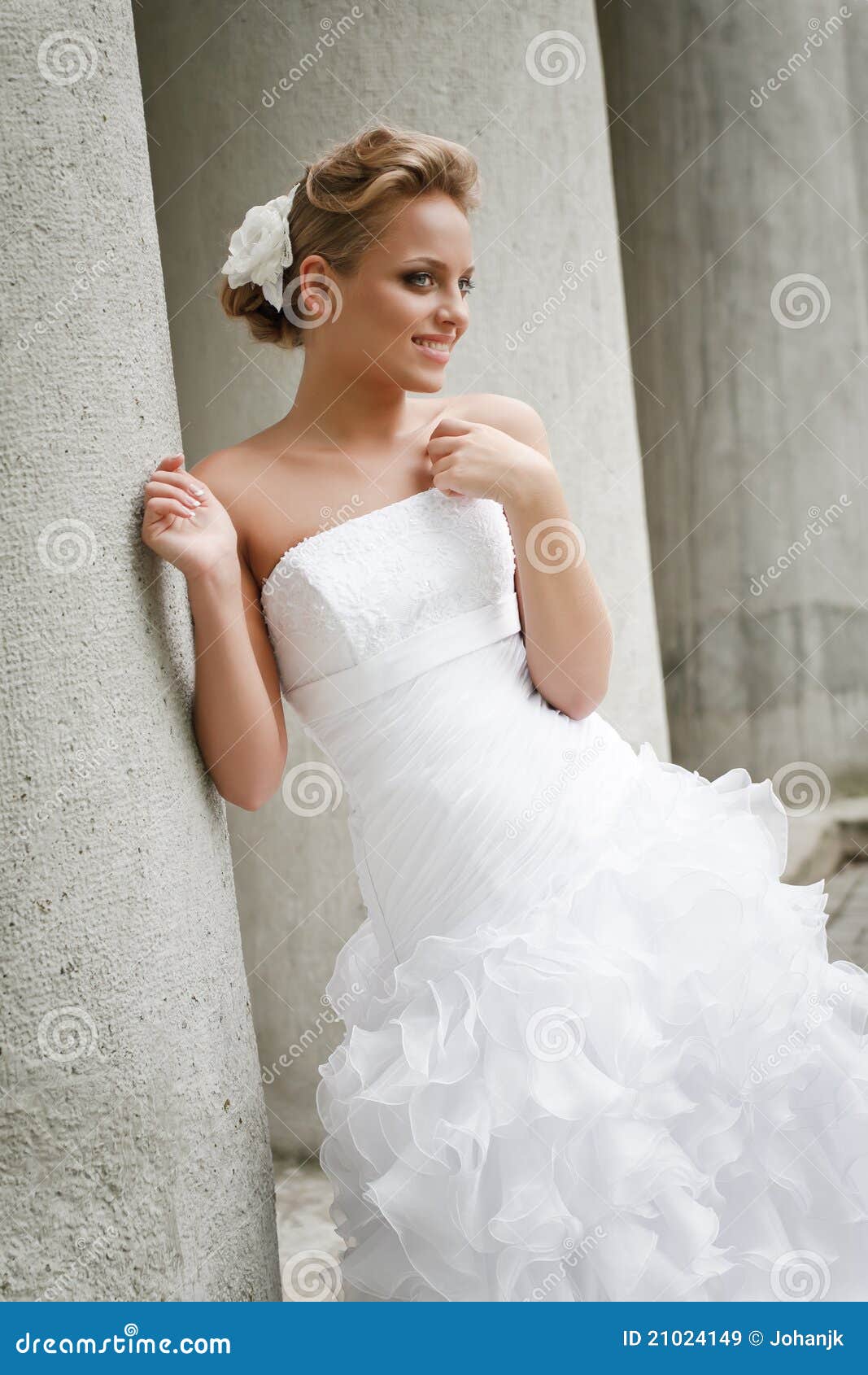 Beautiful Bride In White Dress Stock Image - Image: 21024149