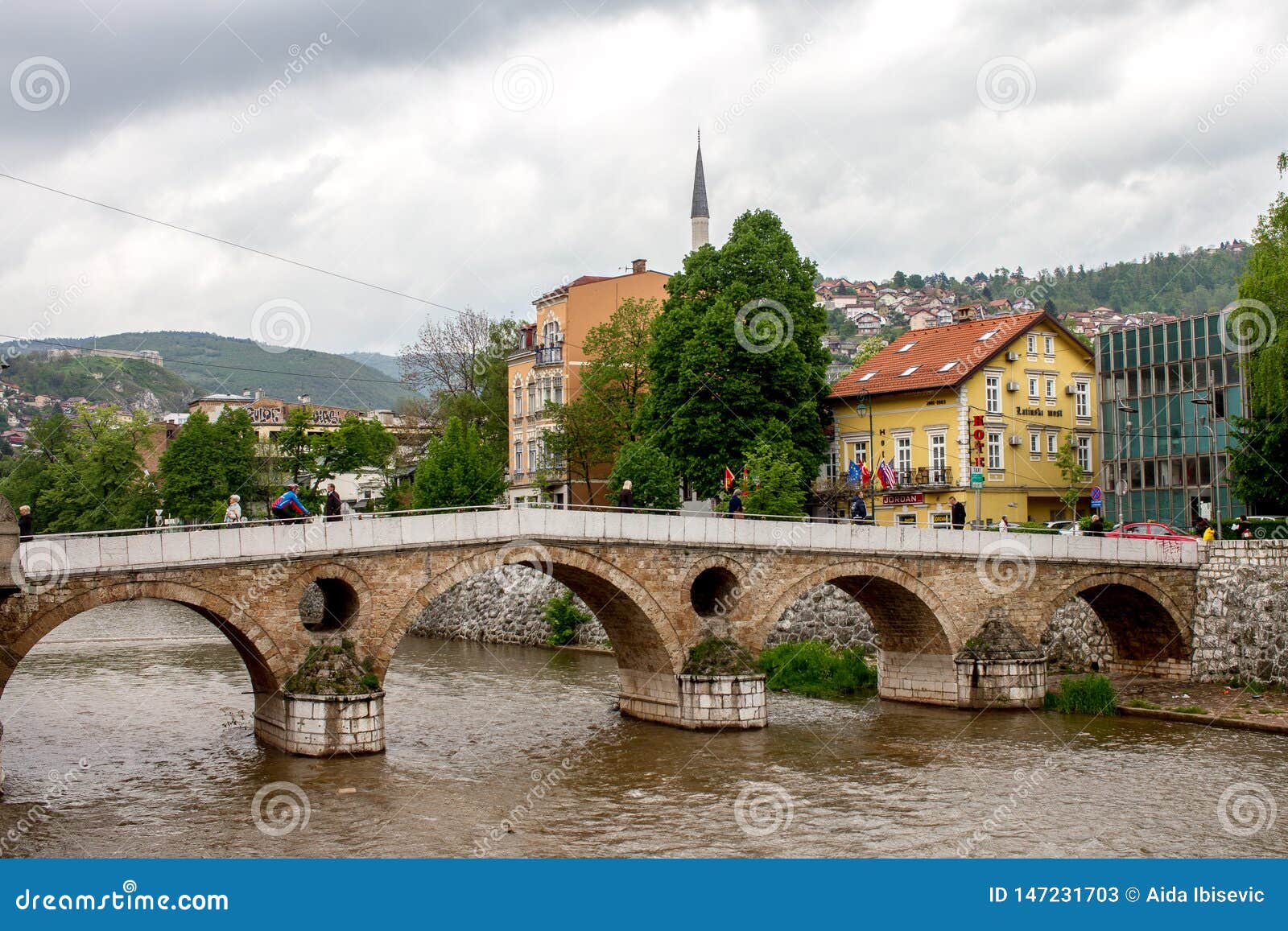 beautiful sarajevo latin bridge or princip bridge archduke`s assassination bridge