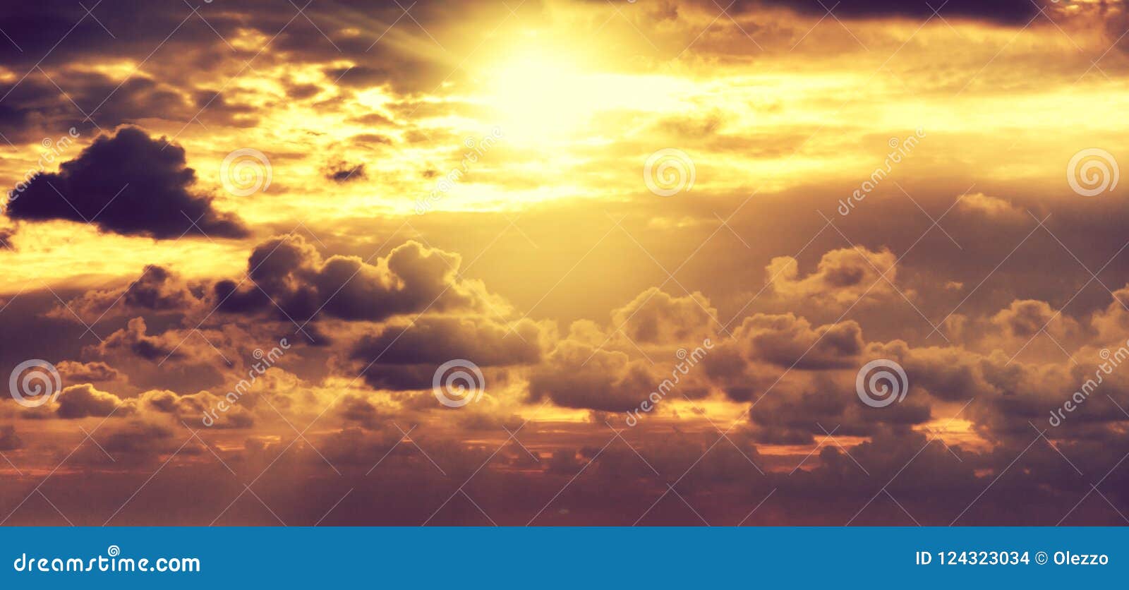 Beautiful Bright Colorful Stunning Sunset Sky Sun Rays In The C Stock