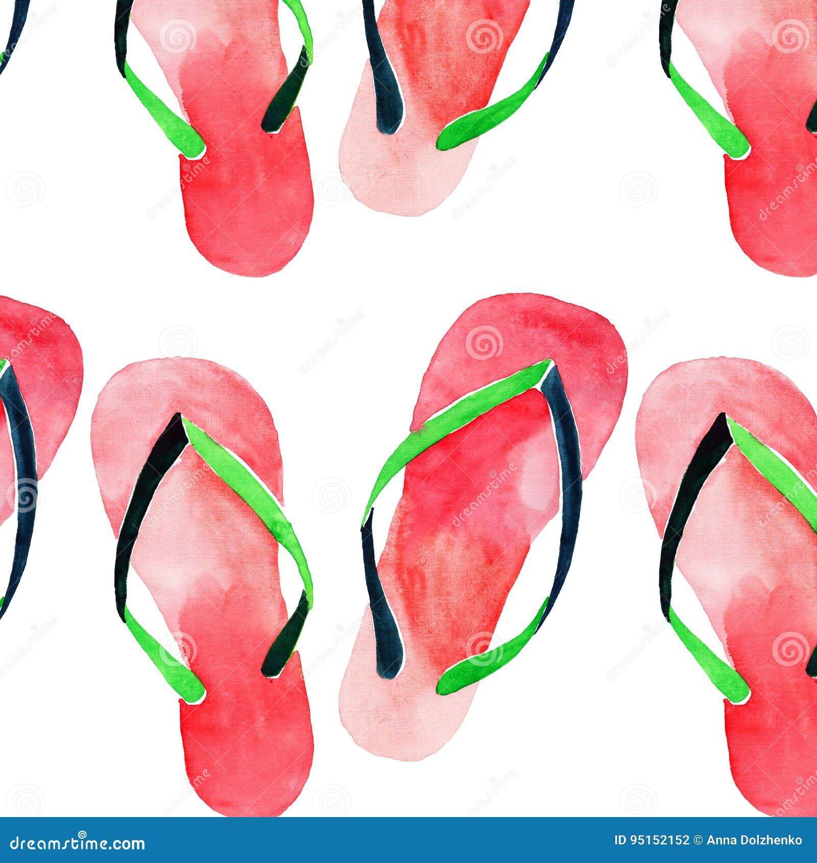 red and green flip flops