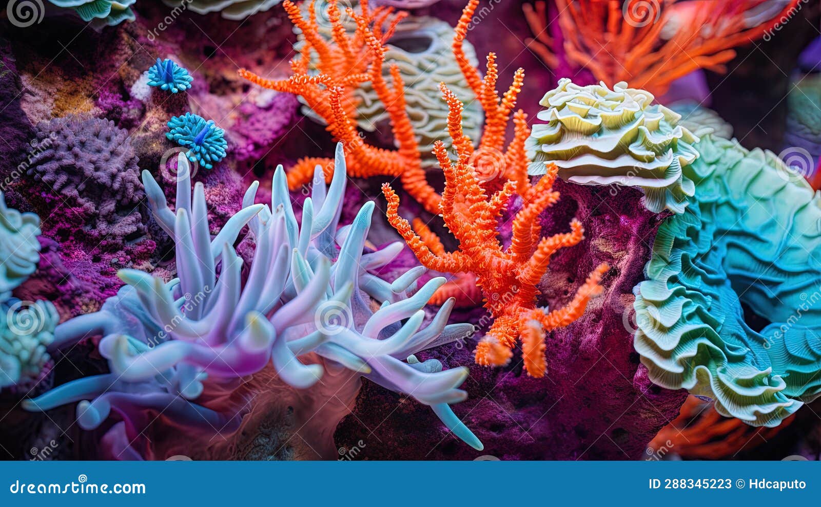 Beautiful Brightly Colored Corals on a Reef. Generative AI Stock