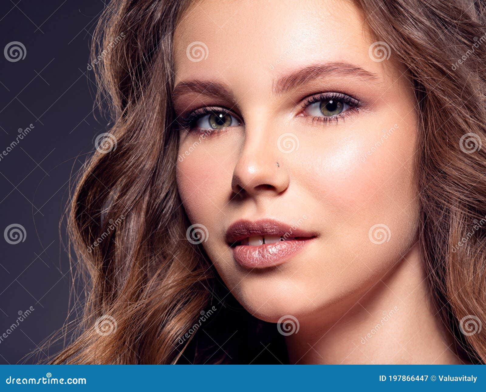 Beautiful Brown Hair Girl With Long Hair Close Up Of A Pretty