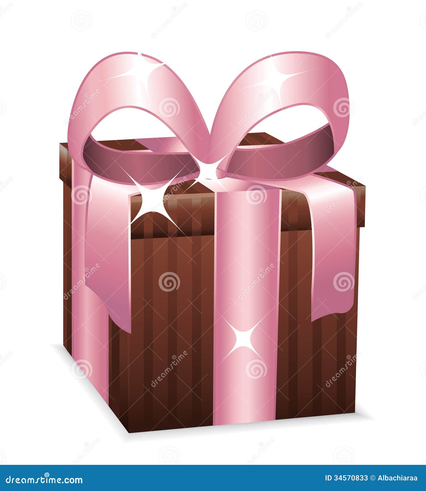 Beautiful Brown and Pink Wrapped Gift Box. Stock Illustration