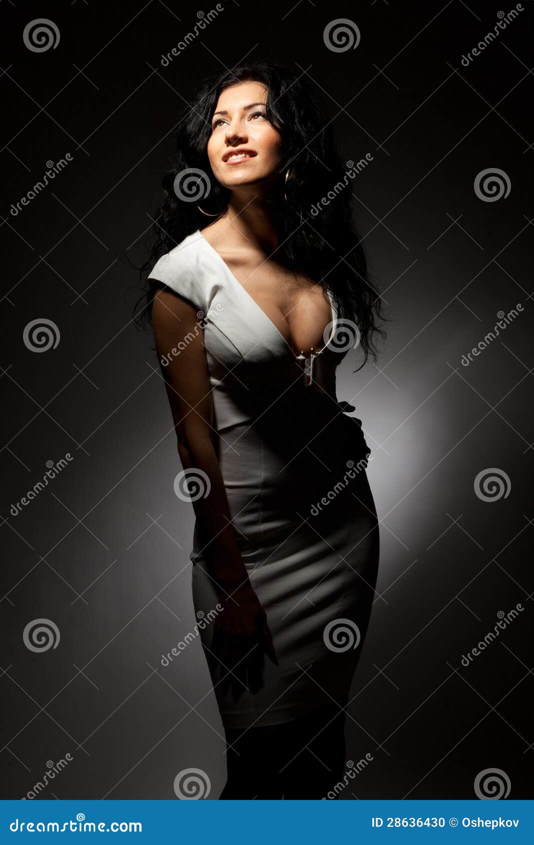 Beautiful Brunette with Big Breasts Stock Image - Image of dress, eyes:  28636511