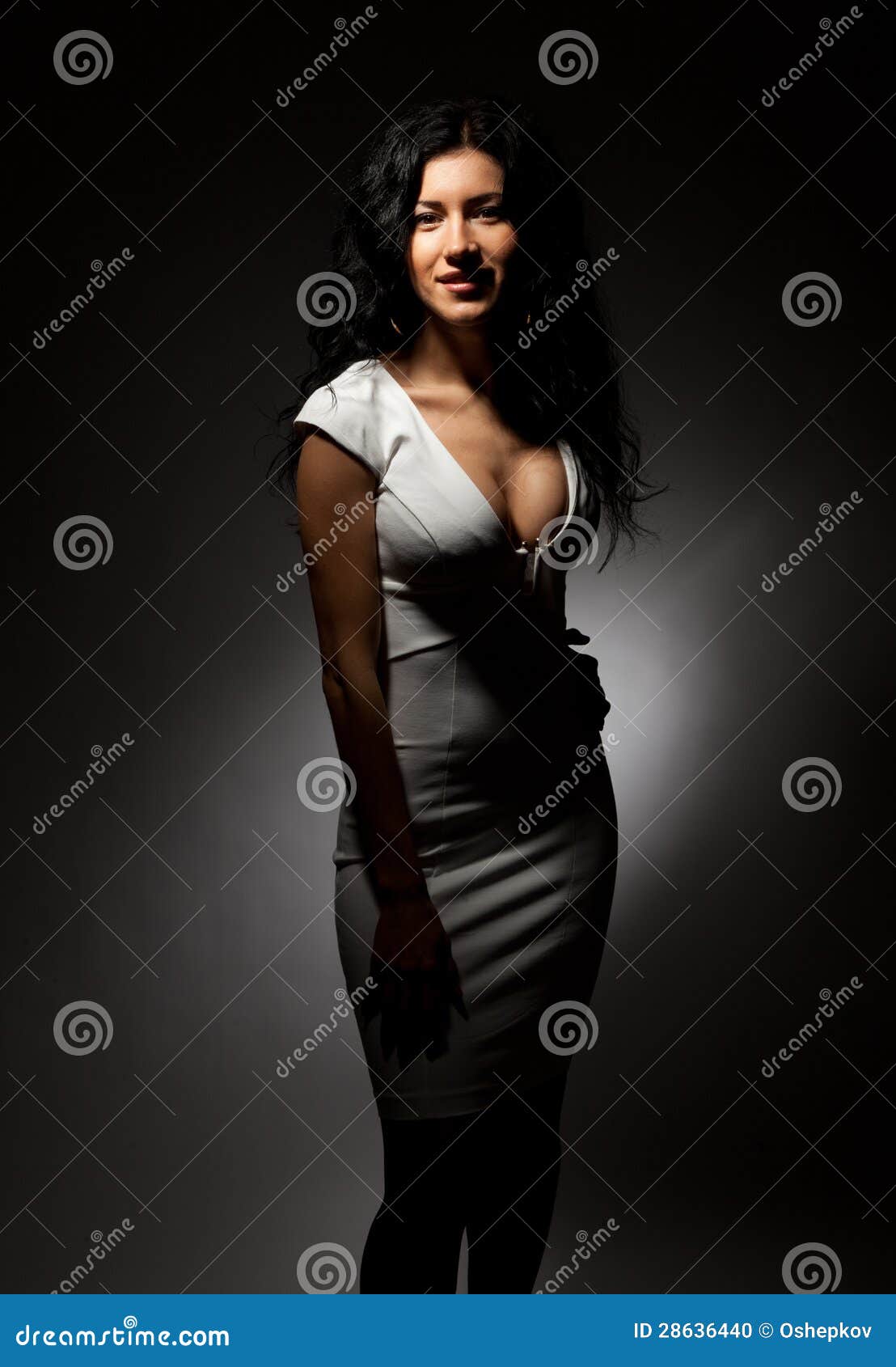 Portrait of Business Women with Large Breasts in Black Dres Stock Image -  Image of female, girl: 110814831