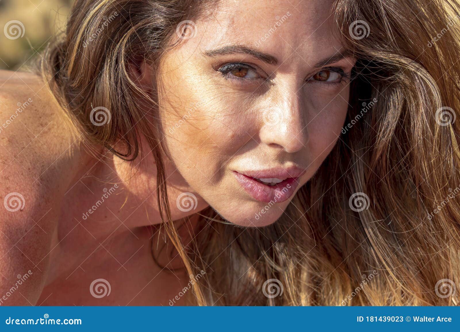 Lovely Brunette Bikini Model Relaxing On The Beach Stock Image Image Of Outdoors Gorgeous