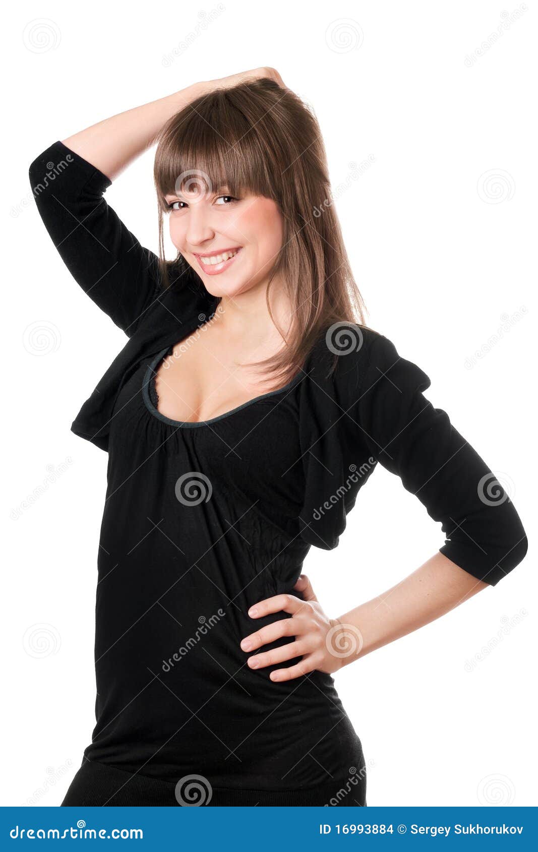 Beautiful Brunette in Black Dress Stock Photo - Image of beautiful ...