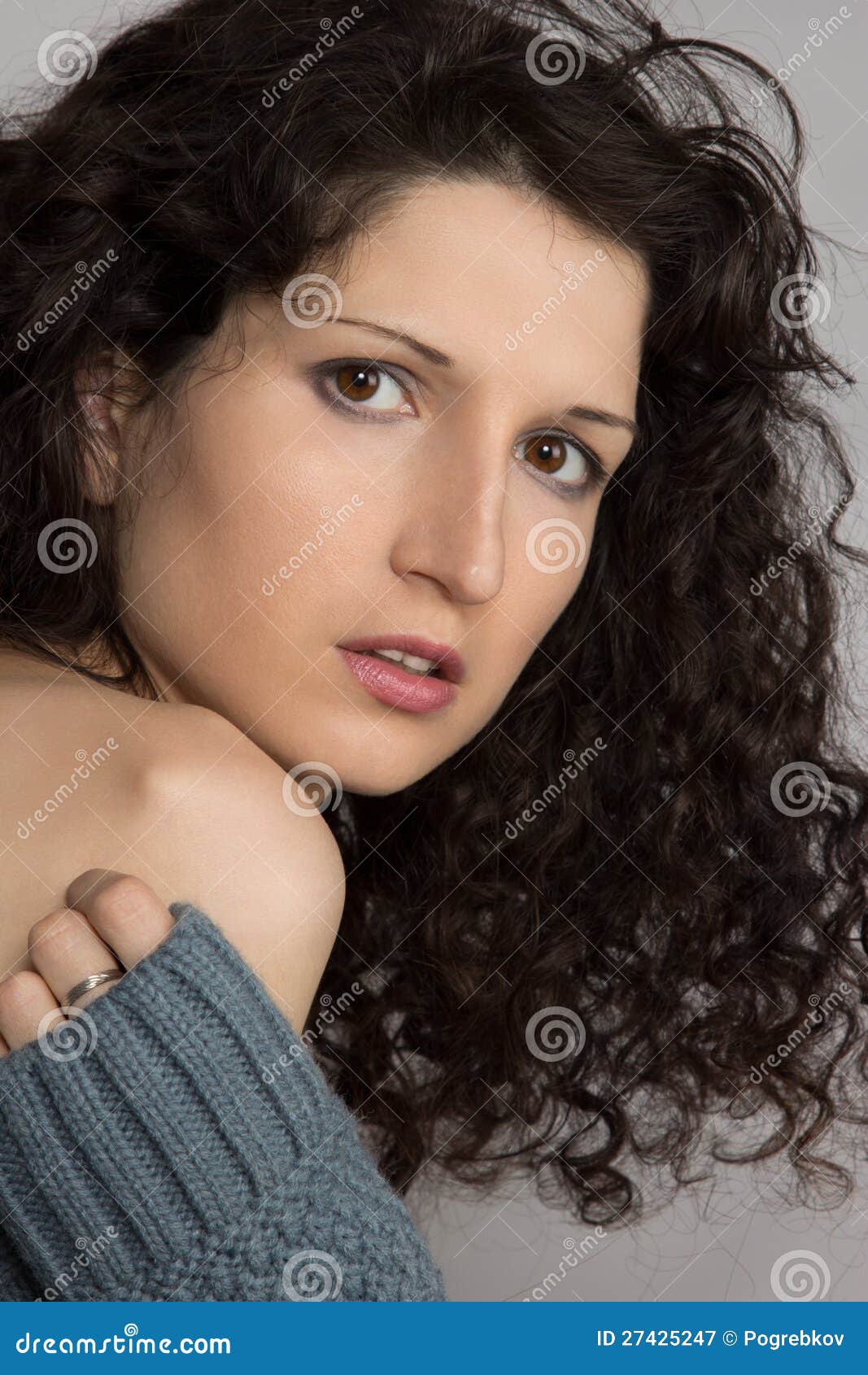 Beautiful Brunette With Curly Hair Stock Image Image Of