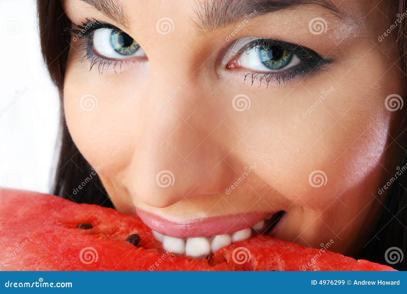 Beautiful Eating a Melon Stock Image Image of weight