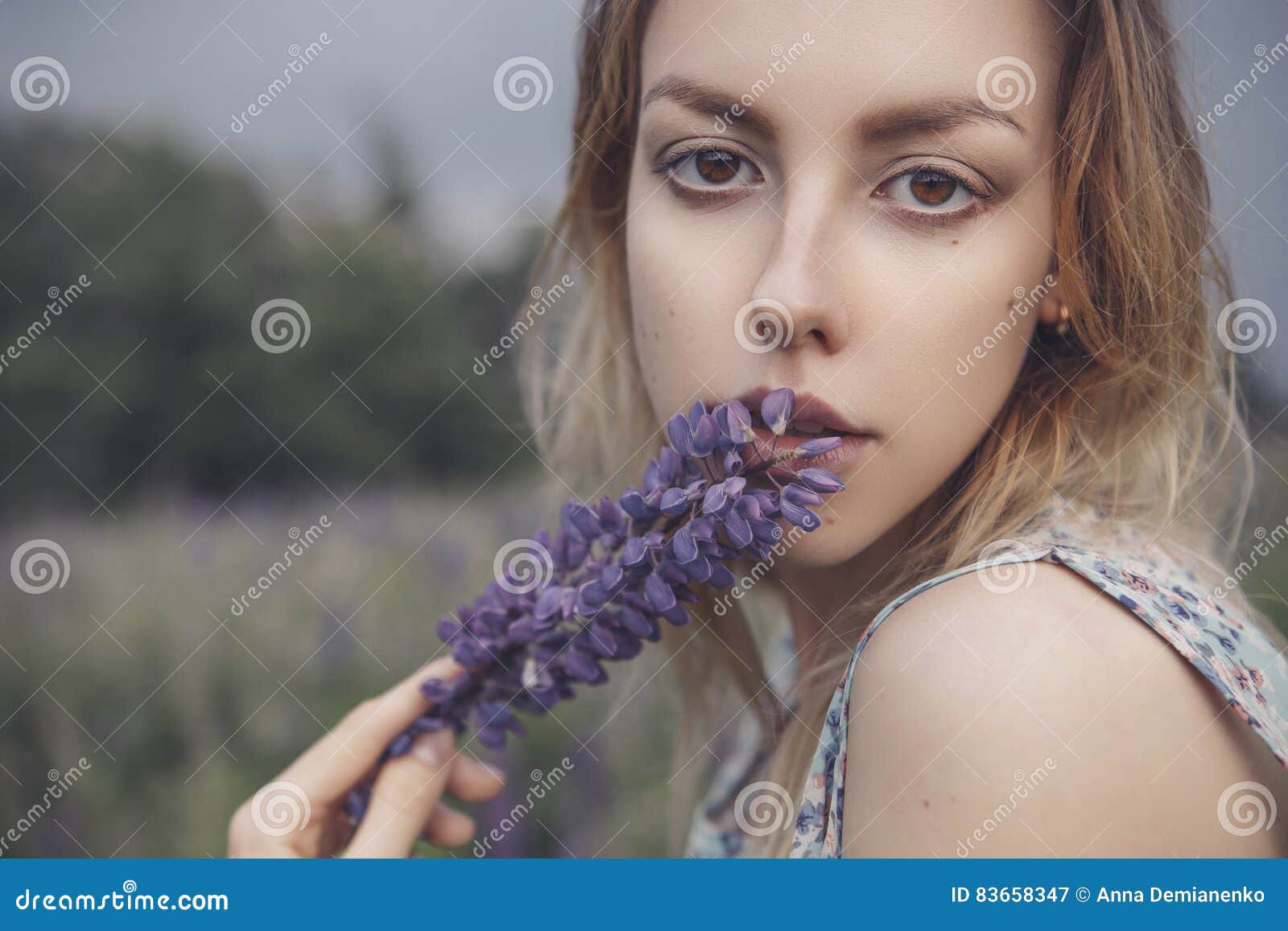Beautiful Brunette Fit Slim Fragile Woman With Clear Flawless Sk Stock Image Image Of Lupine