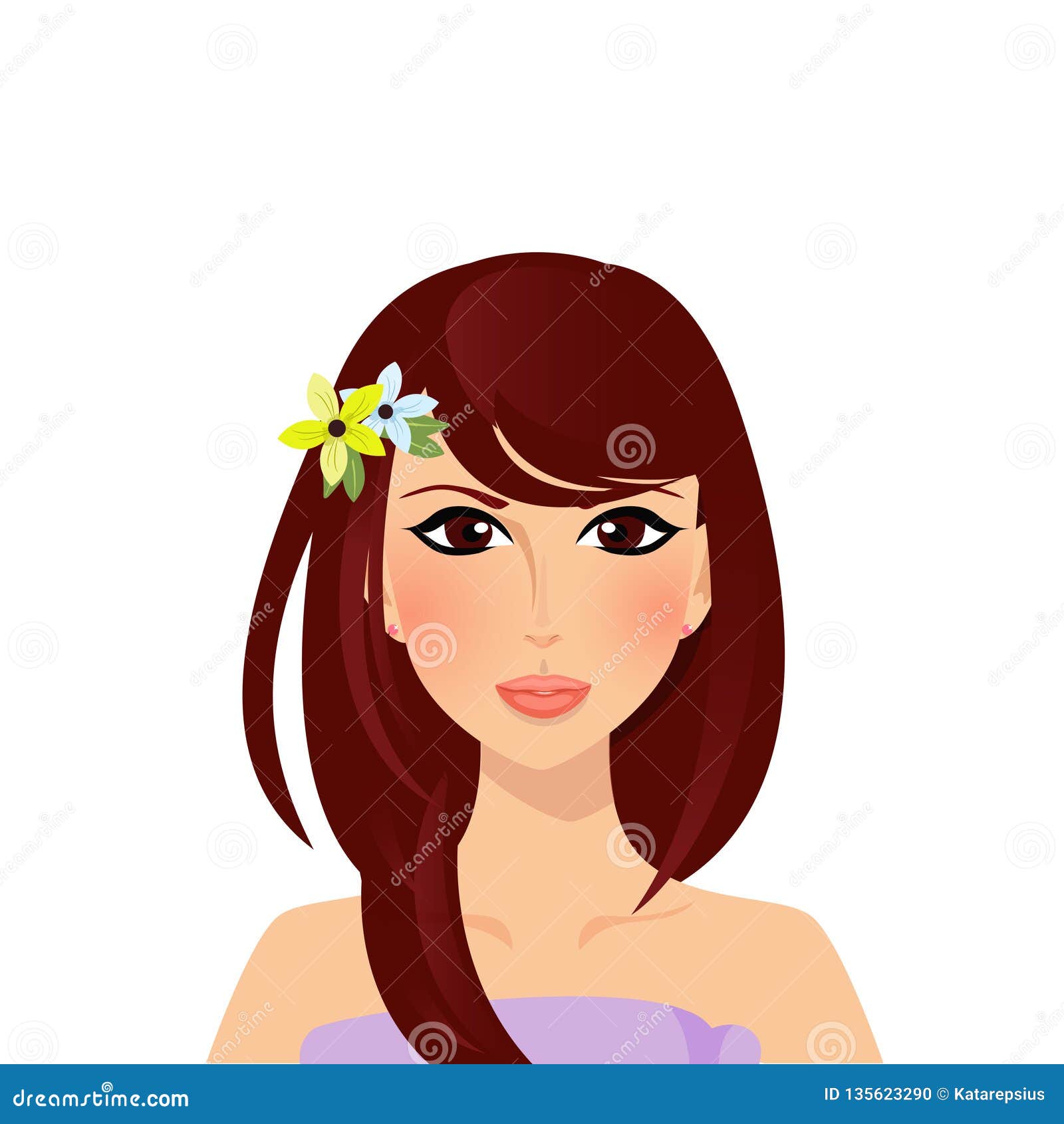 Beautiful Brunette Girl with Hazel Eyes and Long Hair Portrait Stock Illustration - Illustration of girls, attractive: 135623290 Beautiful Brunette Girl with Hazel Eyes and Long Hair Portrait Stock Illustration - Illustration of girls, attractive: 135623290