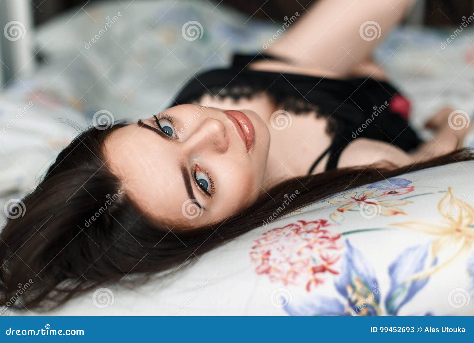 Top View of Beautiful Woman in Lingerie Sleeping in Bed at Home Stock Image  - Image of attractive, youngadult: 155860681