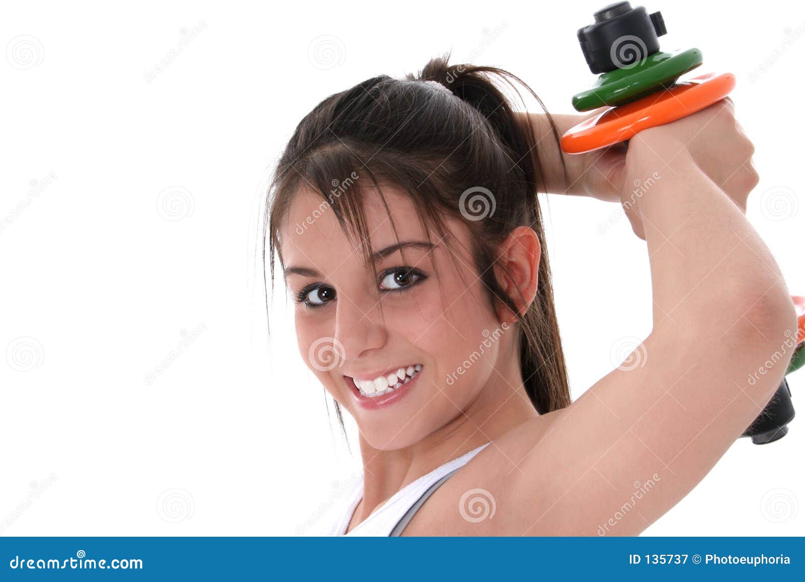 Beautiful Brunette Teen With Hand Weights Stock Image Image Of People Attractive 135737