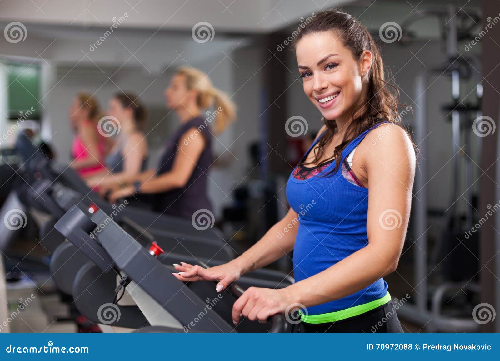 Beautiful Brunette on a Treadmill Stock Photo - Image of dieting ...