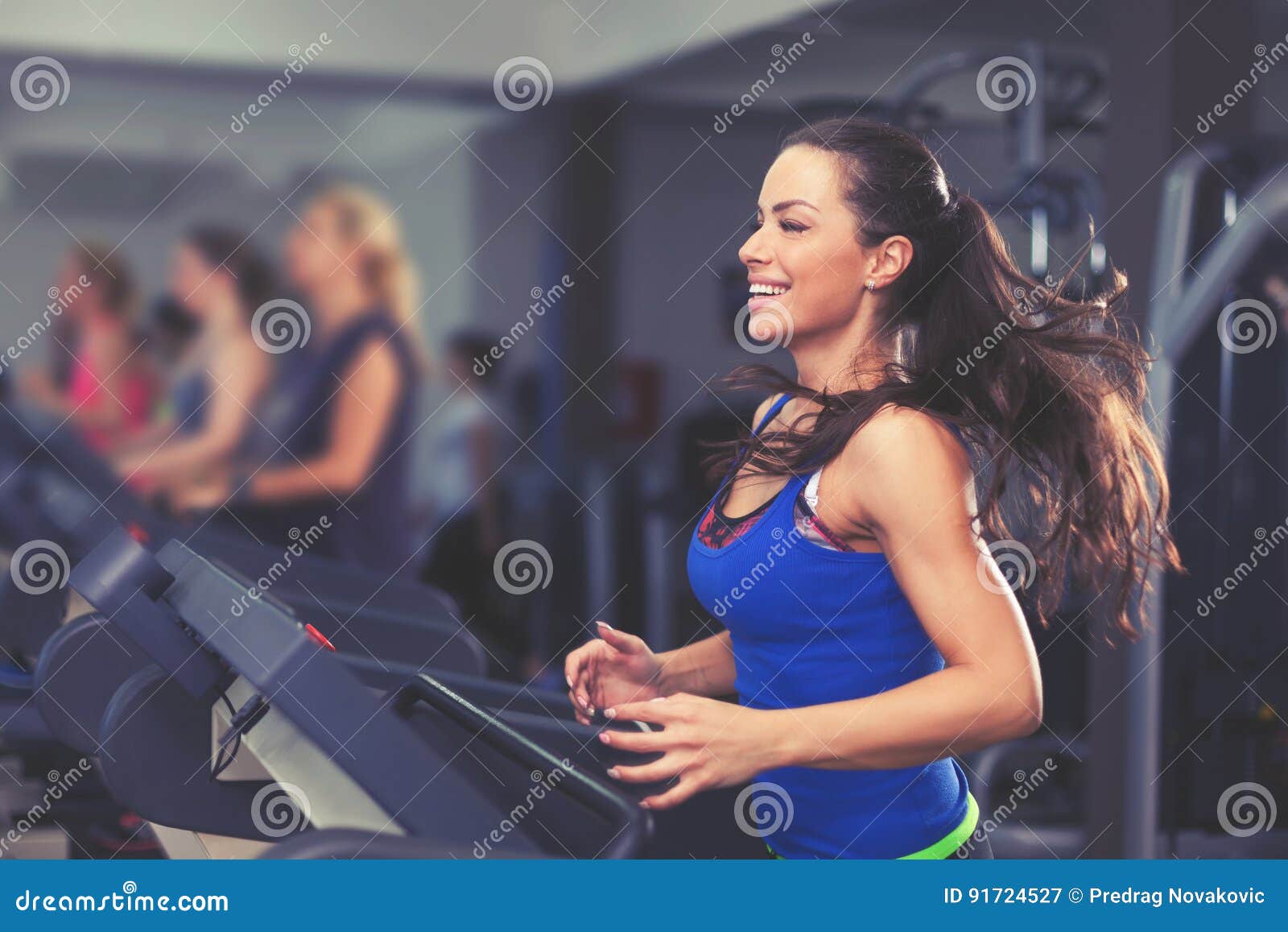 Beautiful Brunette on a Treadmill Stock Image - Image of ethnicity ...