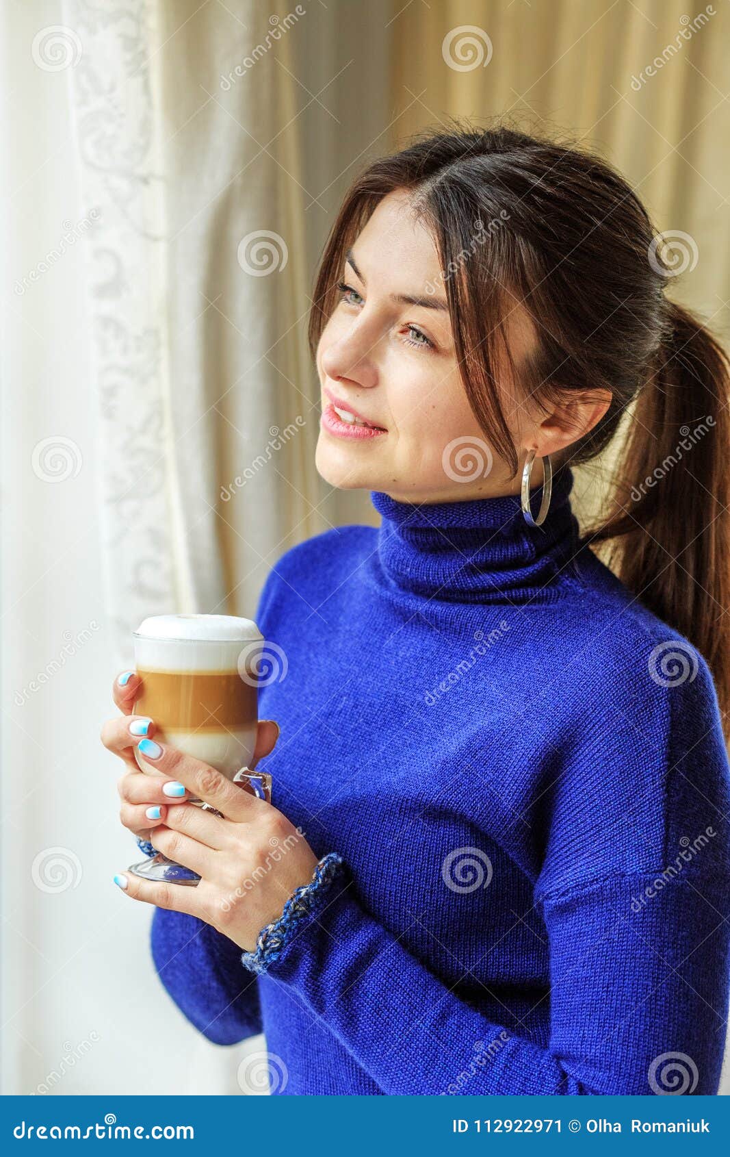 A Beautiful Brunette Woman Drinks A Lot The Concept Of Lifestyl Stock Image Image Of Girl