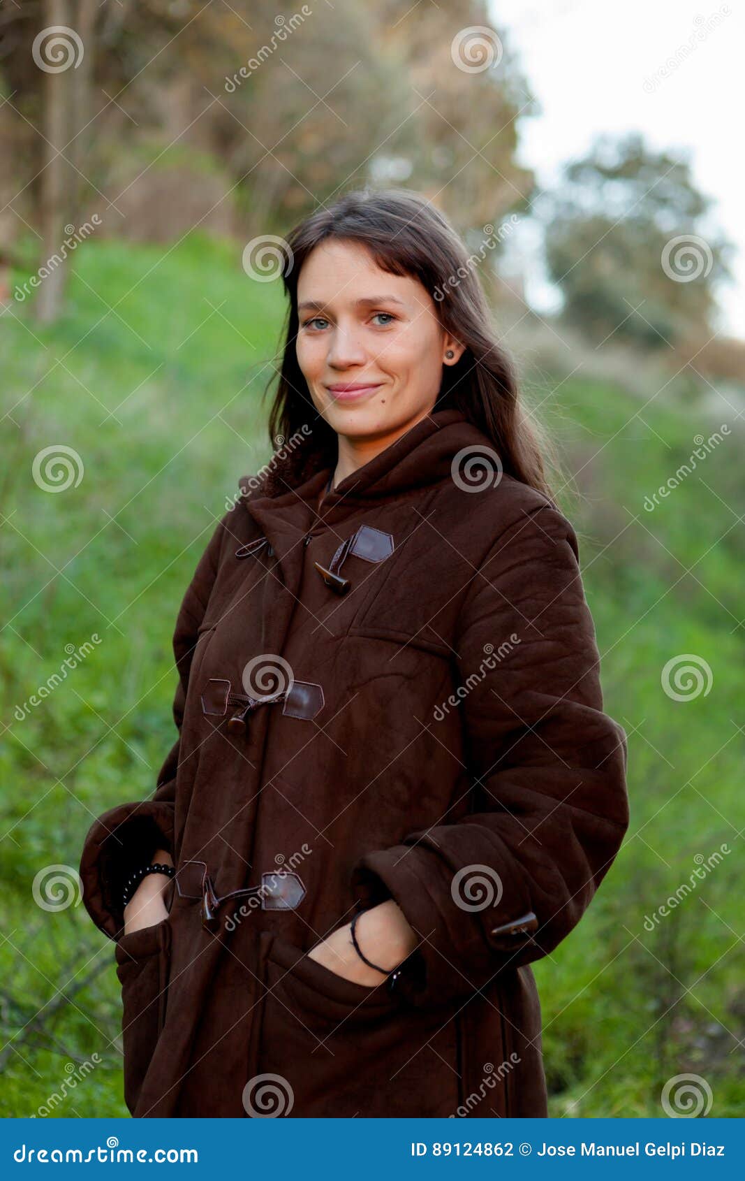 Beautiful Brunette Woman in the Park Stock Photo - Image of brunette ...