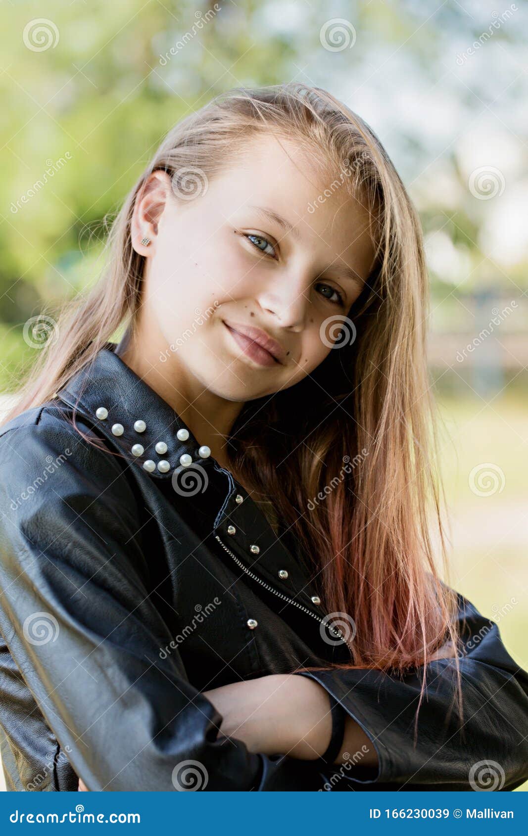 Teen Girl Wearing Leather Jacket