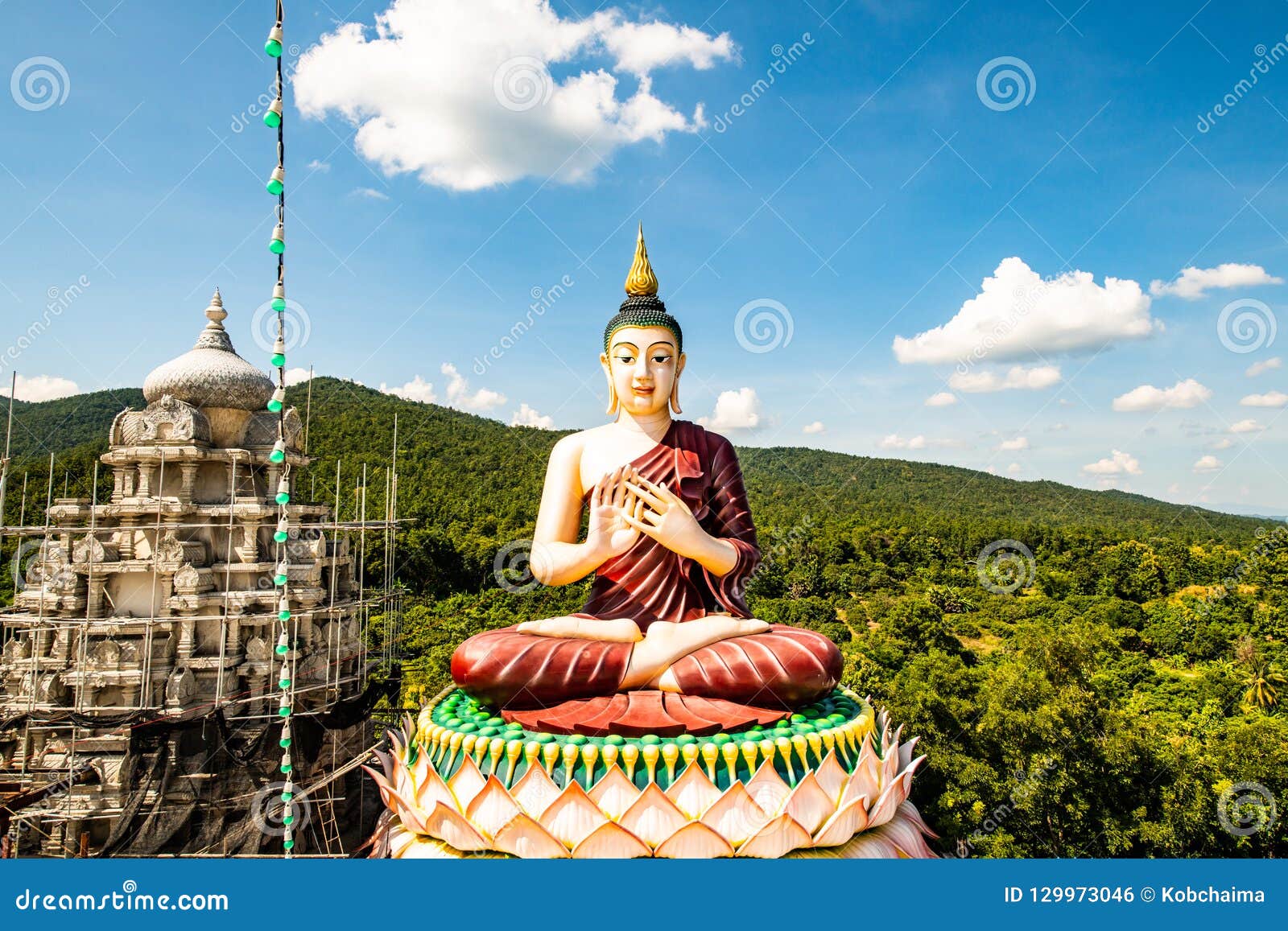 Beautiful Buddha Statue in Asorm Phrom Thada Budtha Sathan Stock ...