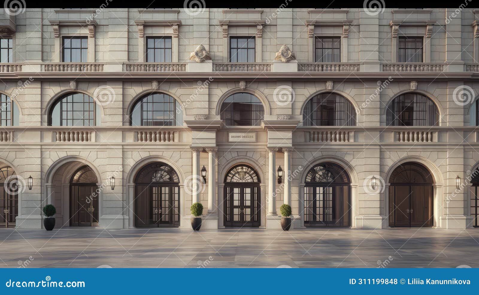 a beautiful building harmoniously blending italian, spanish, and british styles for the facade, seamlessly integrating