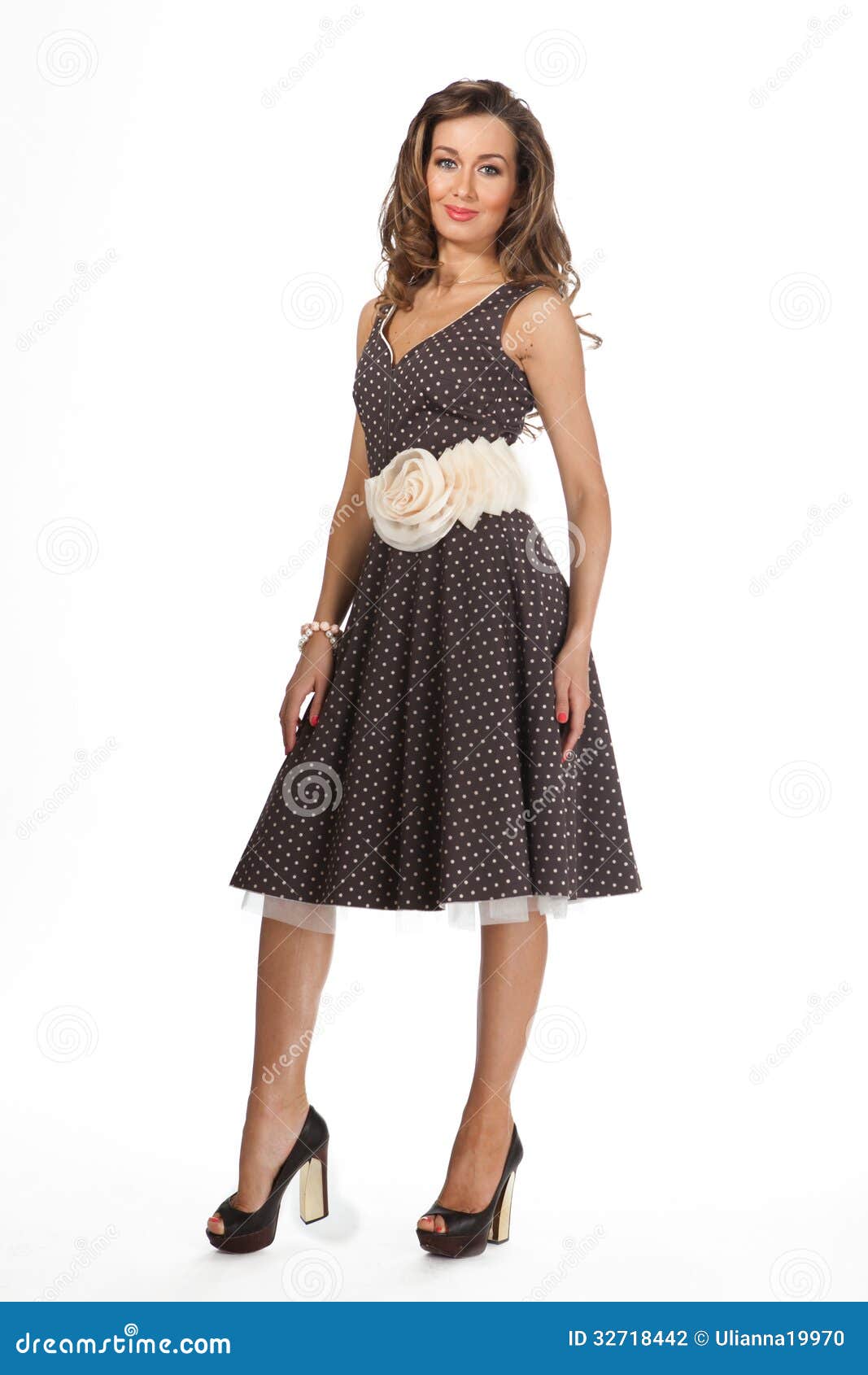 Beautiful Business Woman Fashion Model Isolated on White. Retro Stock ...